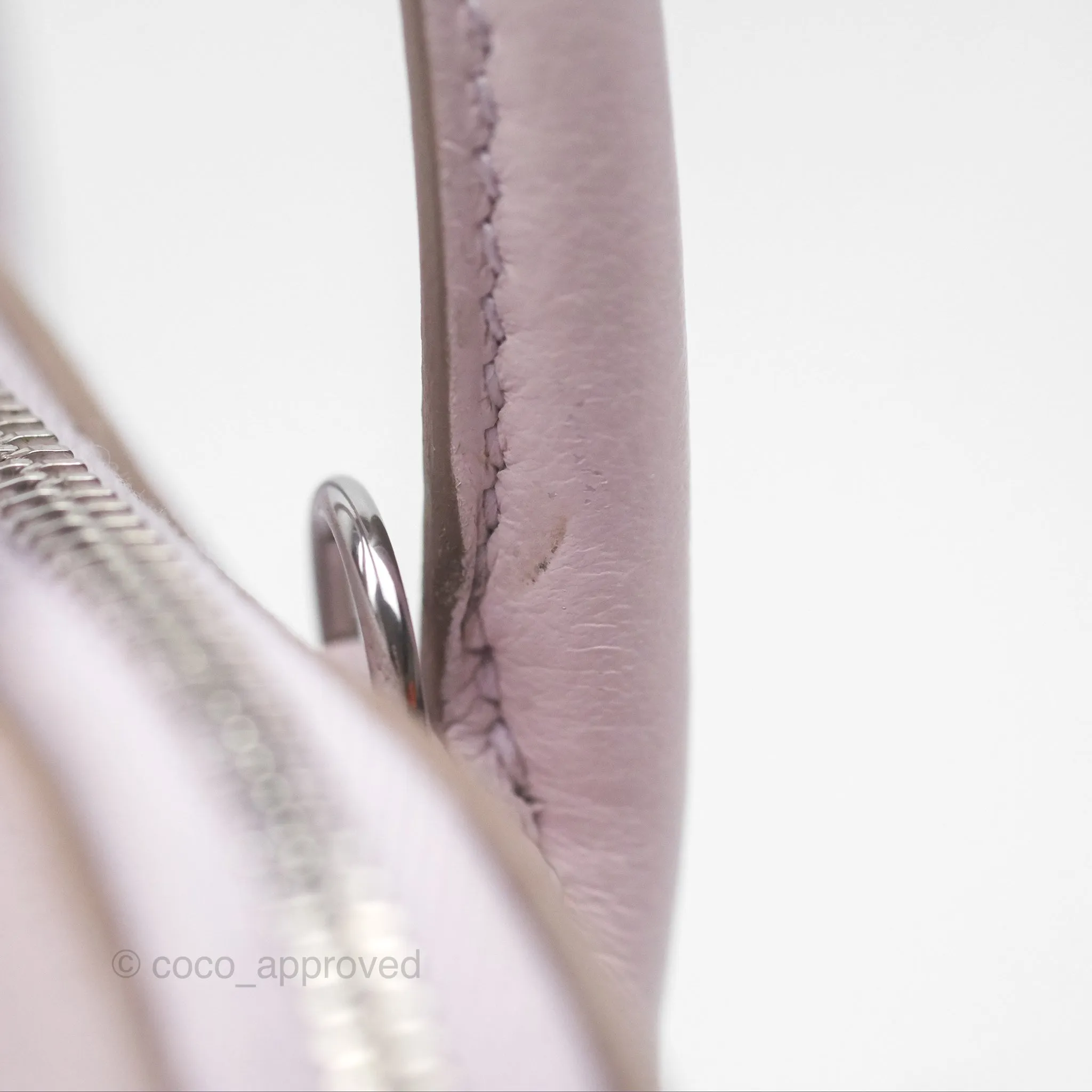 Herms Bolide Mini 1923 Verso Evercolor Mauve Pale 09/ Caramel 28 Palladium Hardware