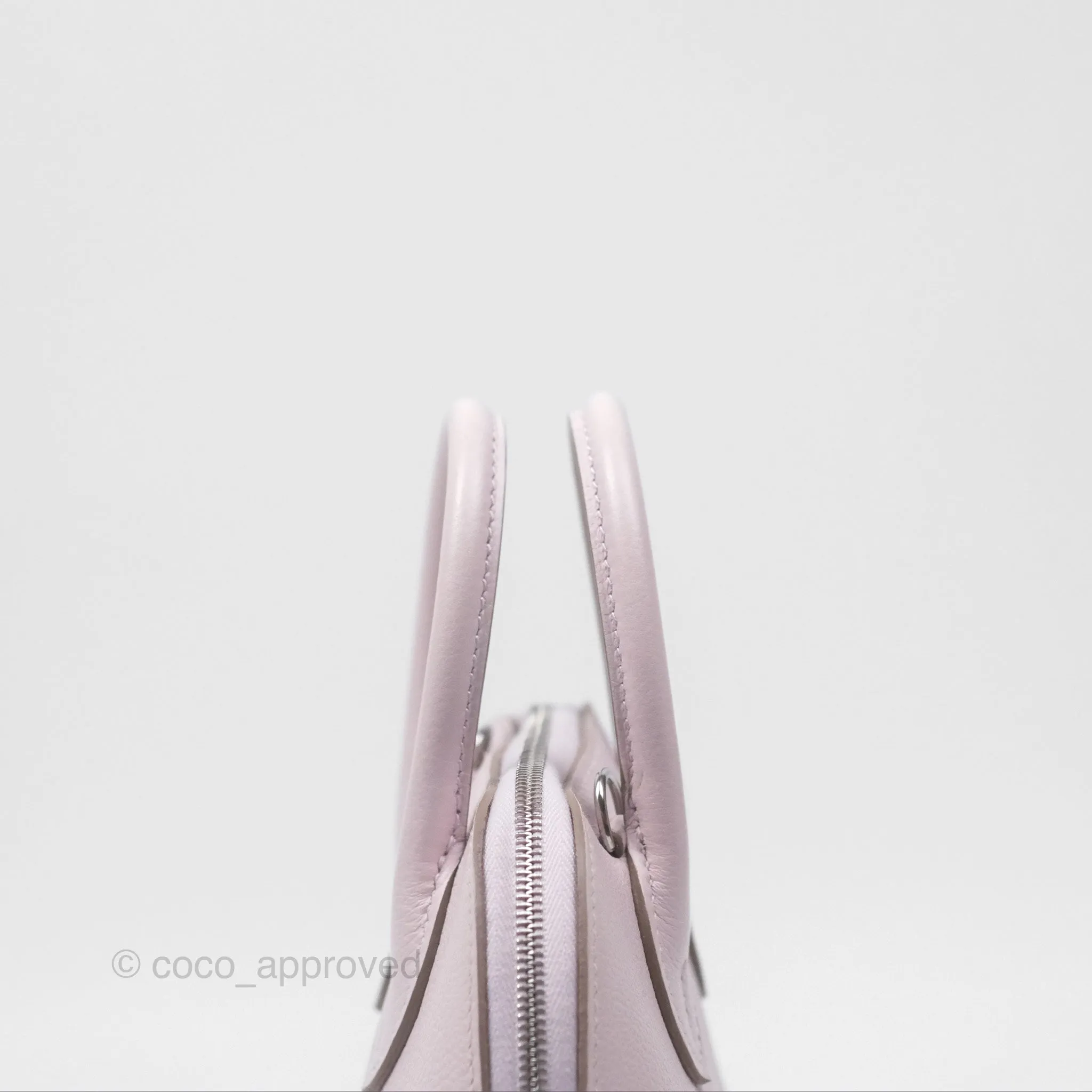 Herms Bolide Mini 1923 Verso Evercolor Mauve Pale 09/ Caramel 28 Palladium Hardware