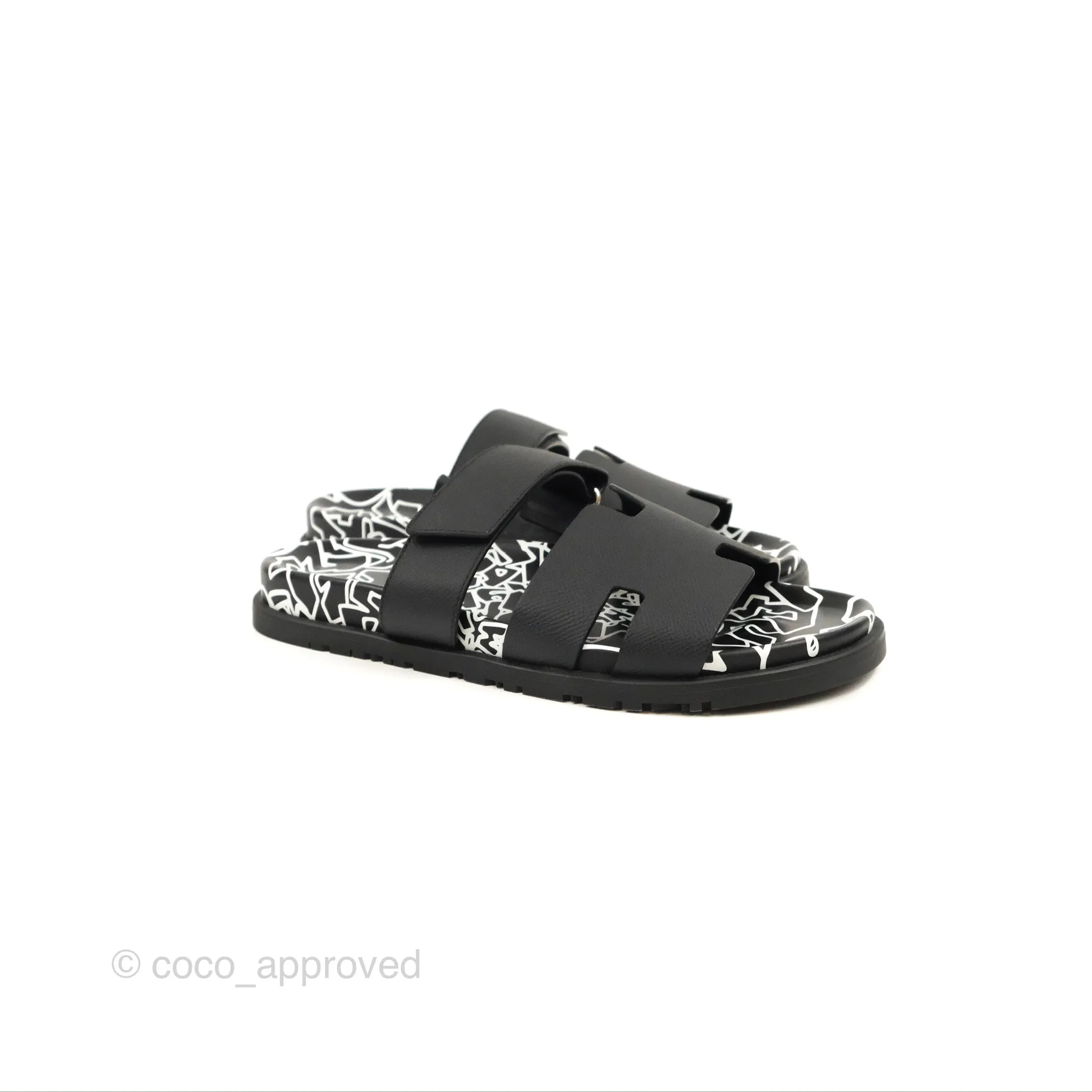 Herms Chypre Sandal 'Graff Hermes' Black Epsom