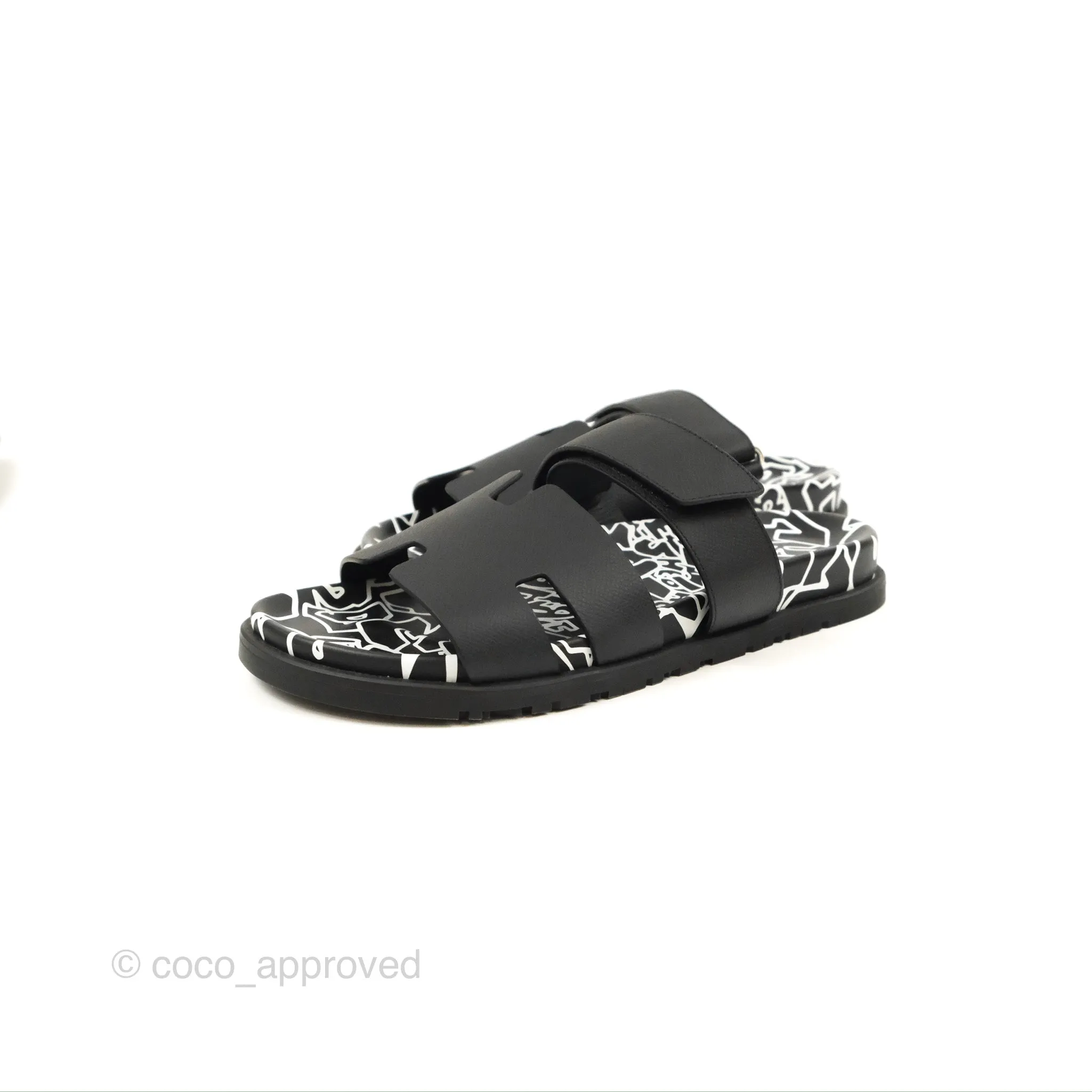 Herms Chypre Sandal 'Graff Hermes' Black Epsom