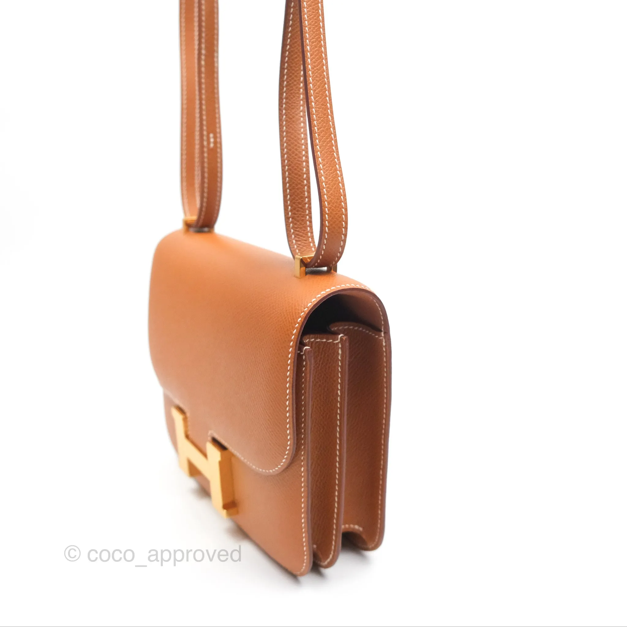 Herms Constance Mini 18 Gold Epsom Gold Hardware