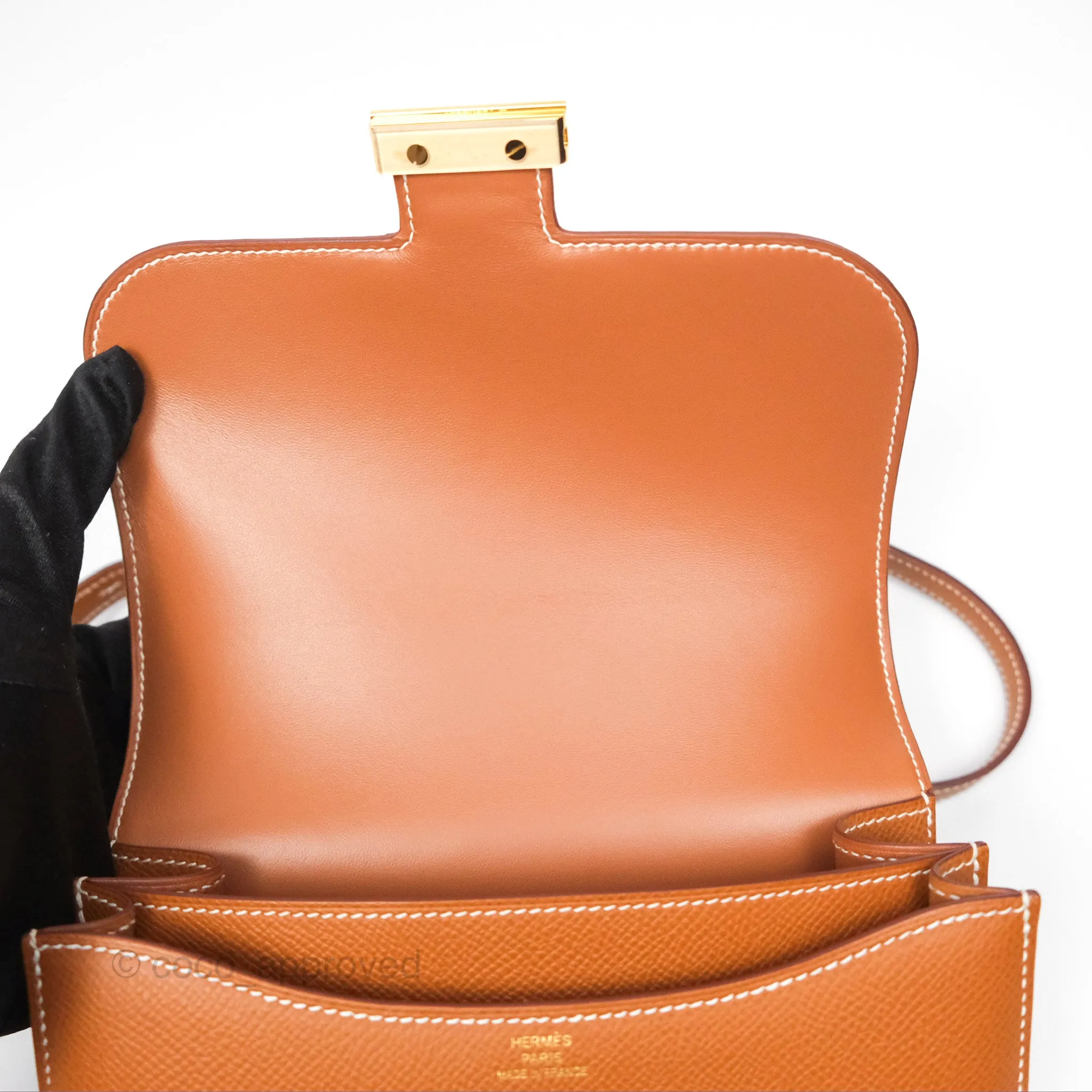 Herms Constance Mini 18 Gold Epsom Gold Hardware