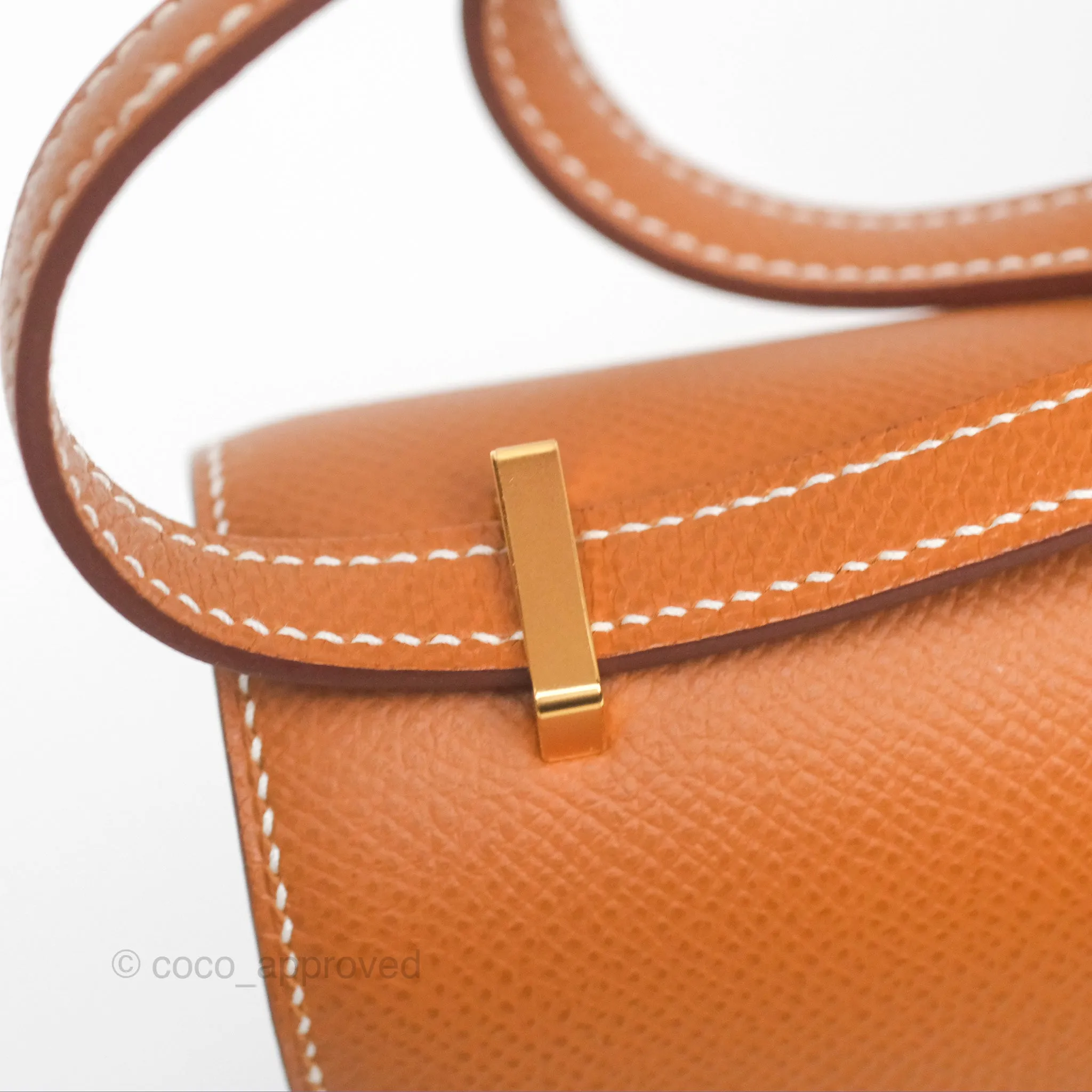 Herms Constance Mini 18 Gold Epsom Gold Hardware