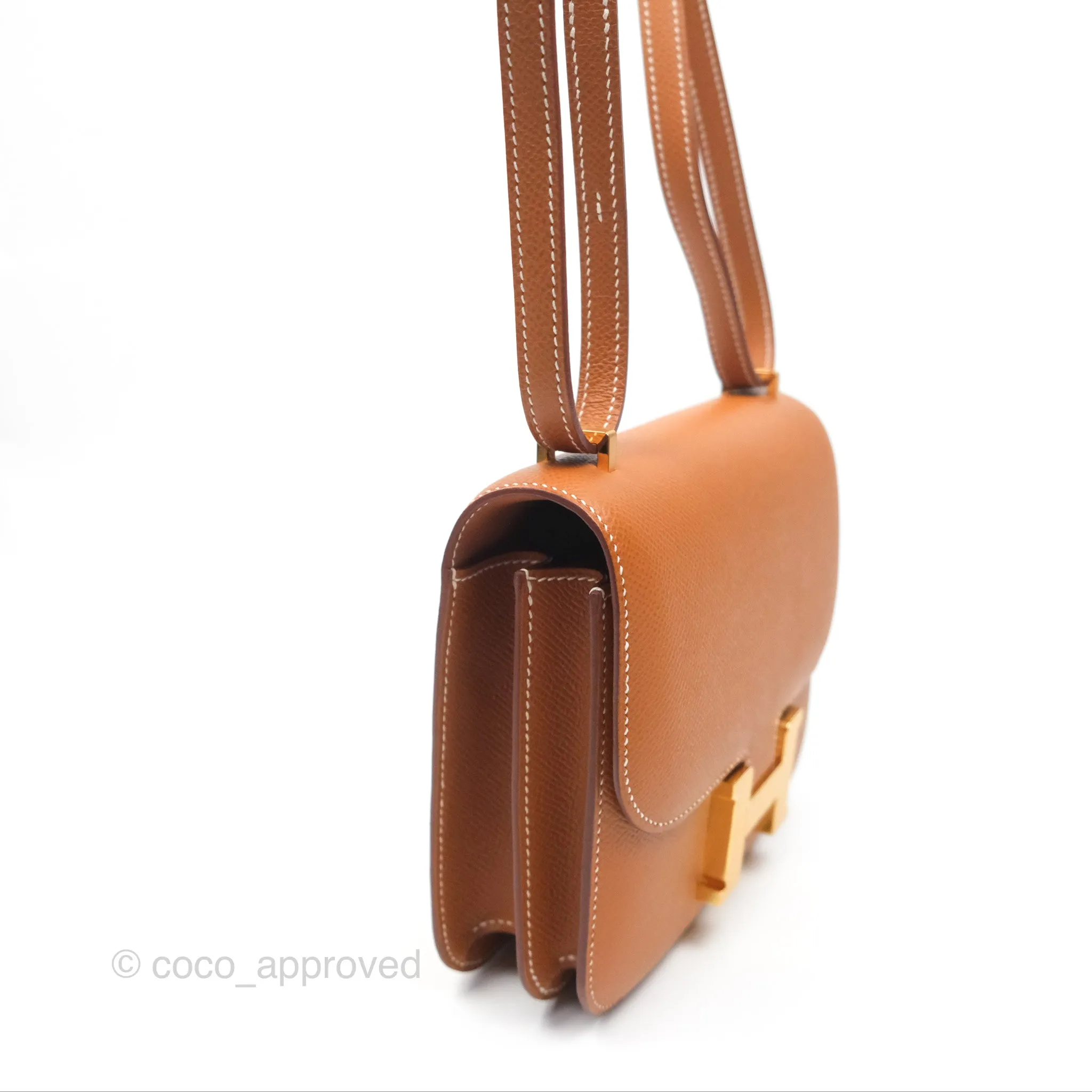Herms Constance Mini 18 Gold Epsom Gold Hardware