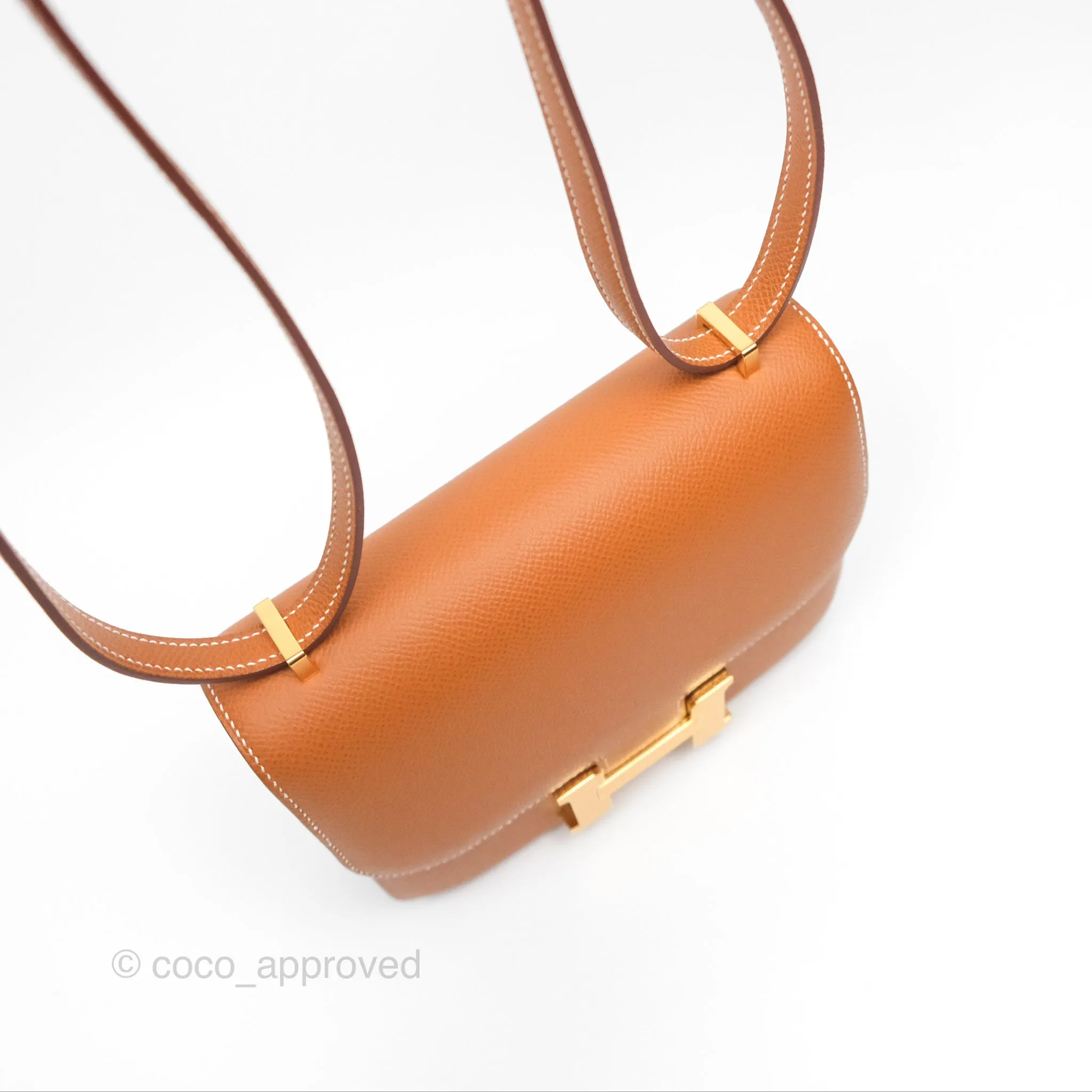 Herms Constance Mini 18 Gold Epsom Gold Hardware