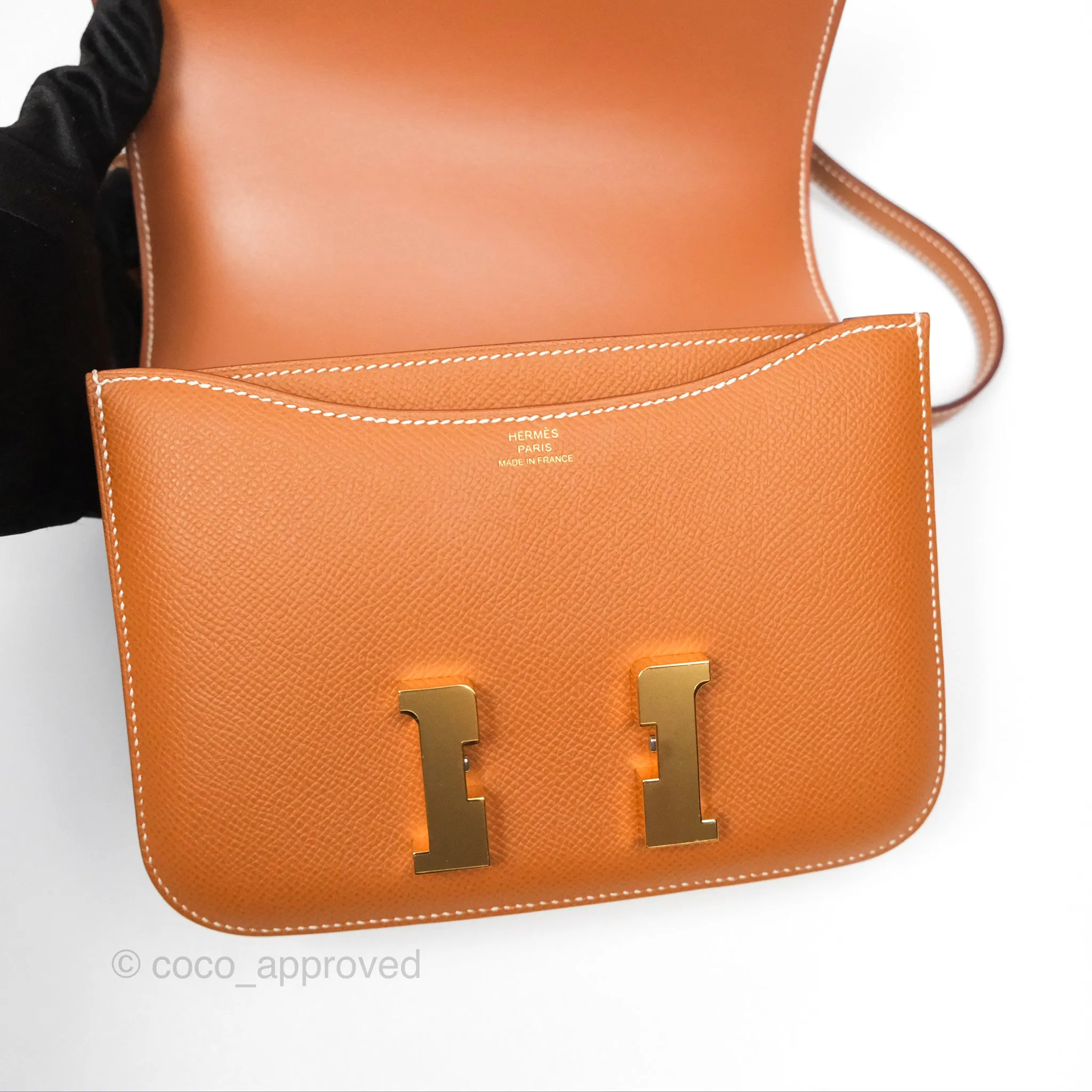 Herms Constance Mini 18 Gold Epsom Gold Hardware