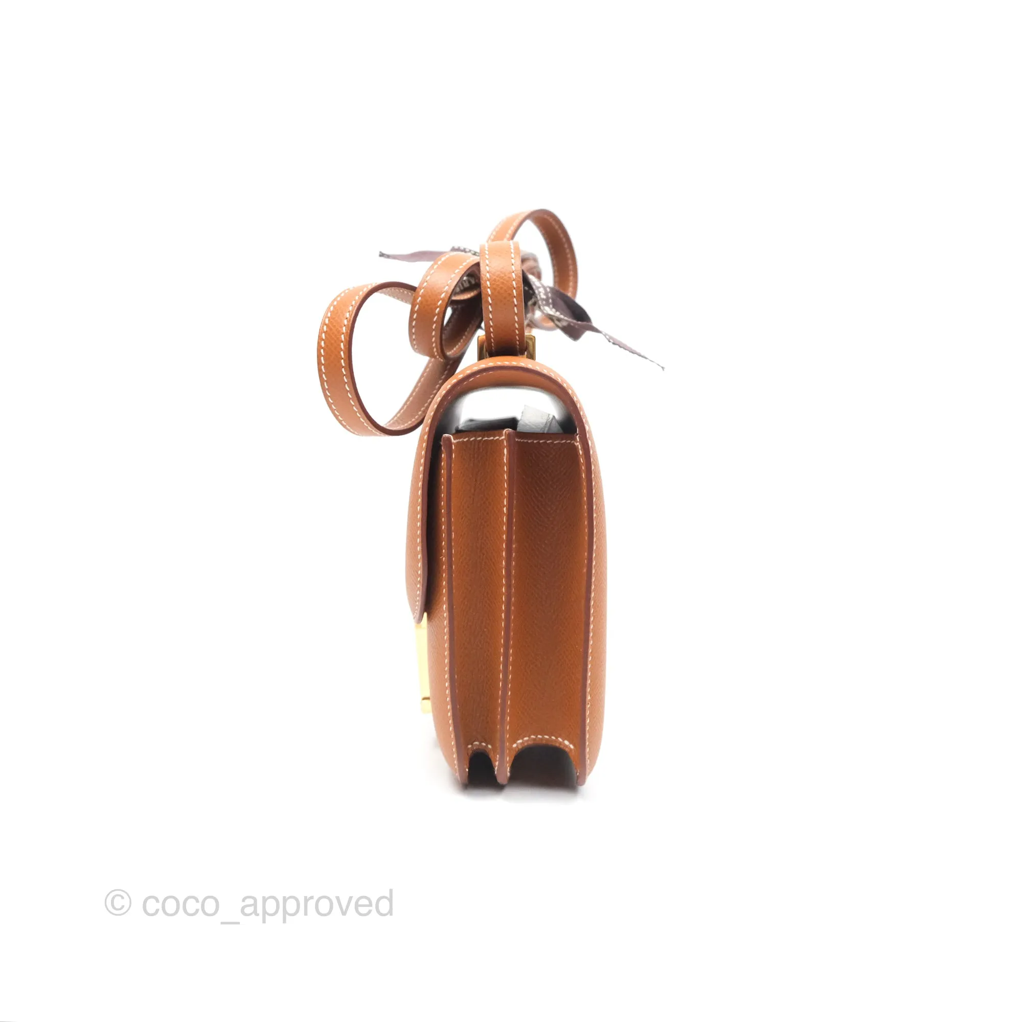 Herms Constance Mini 18 Gold Epsom Gold Hardware
