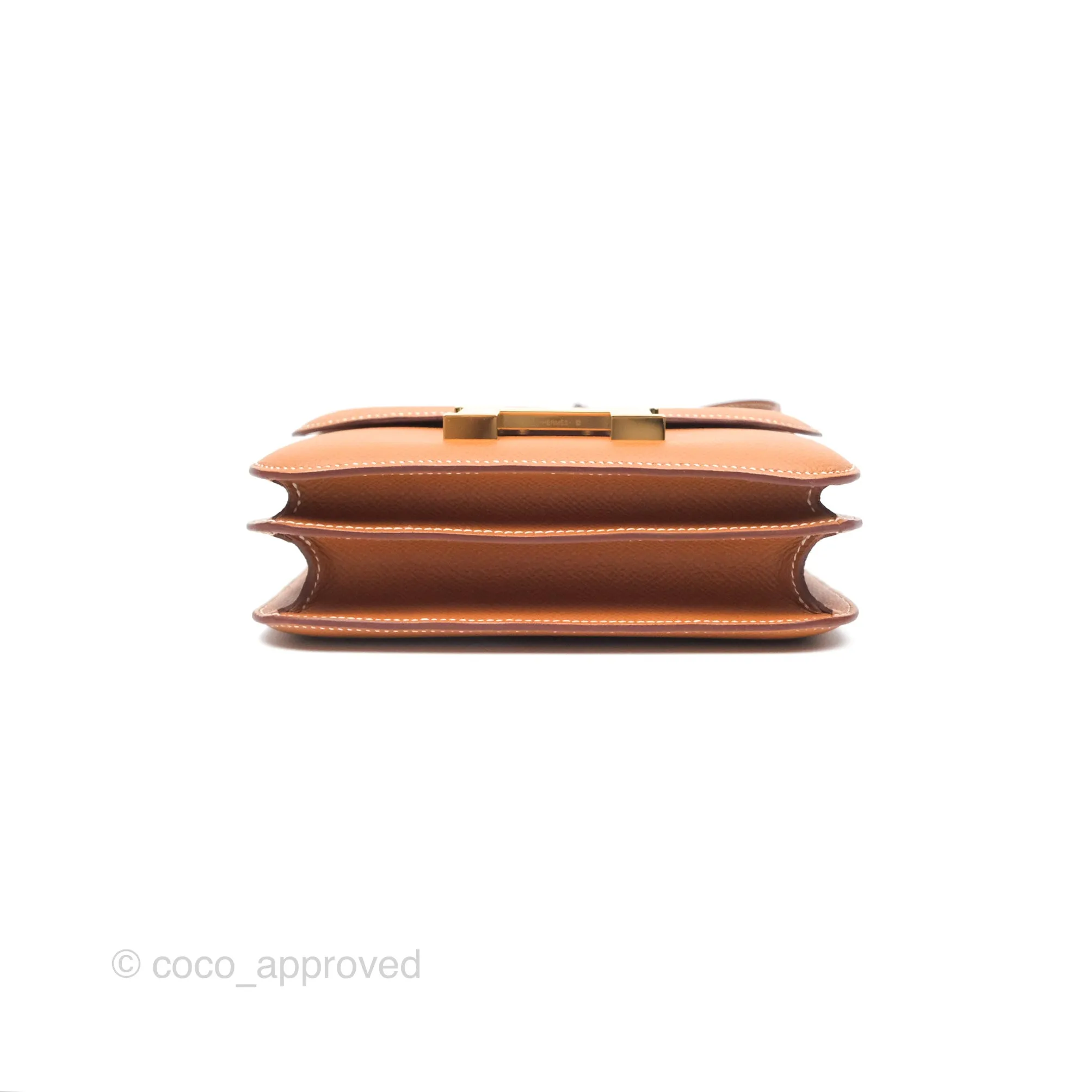 Herms Constance Mini 18 Gold Epsom Gold Hardware