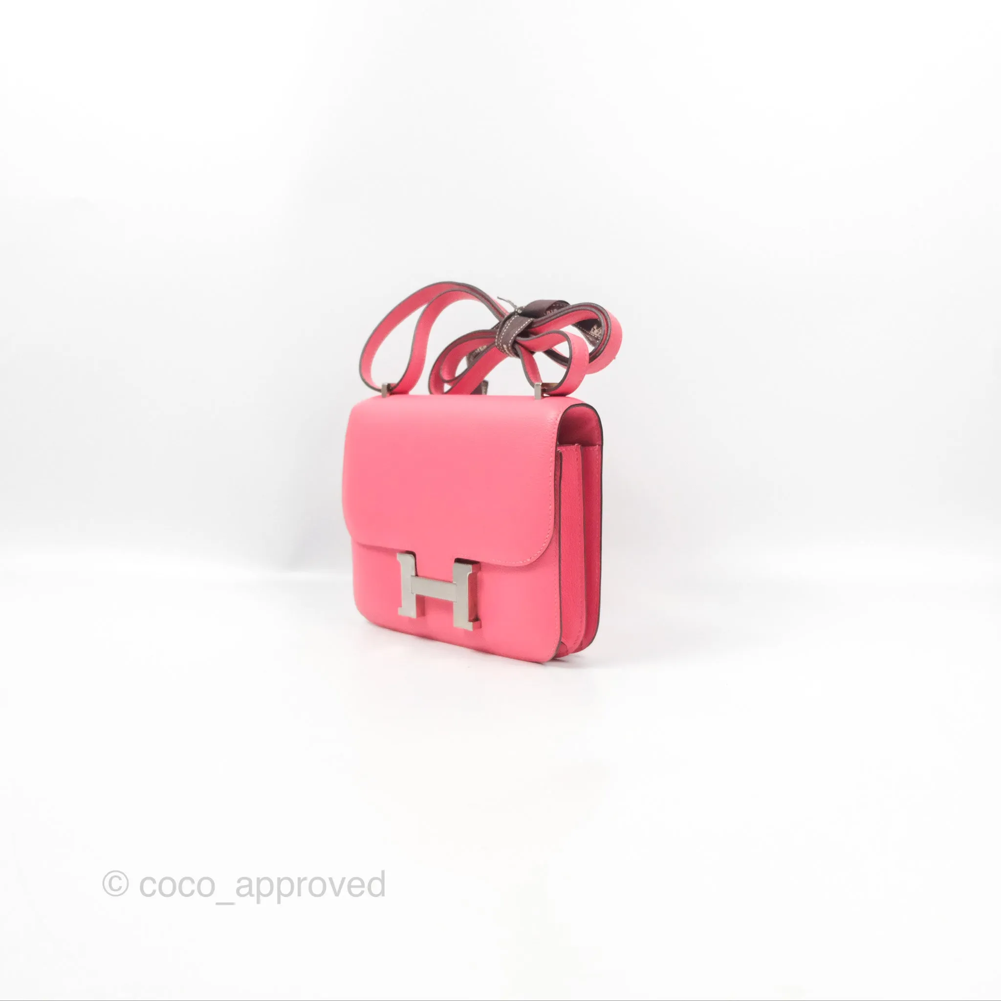 Herms Constance Mini 18 Rose Azalee Evercolor Palladium Hardware