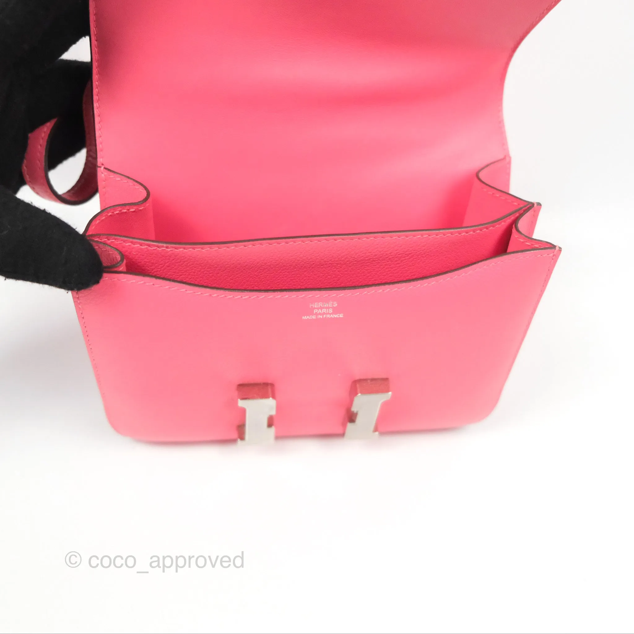 Herms Constance Mini 18 Rose Azalee Evercolor Palladium Hardware