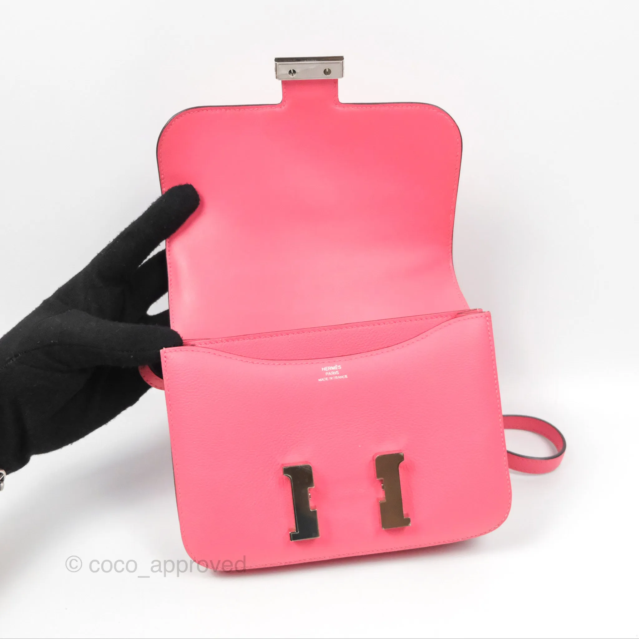 Herms Constance Mini 18 Rose Azalee Evercolor Palladium Hardware