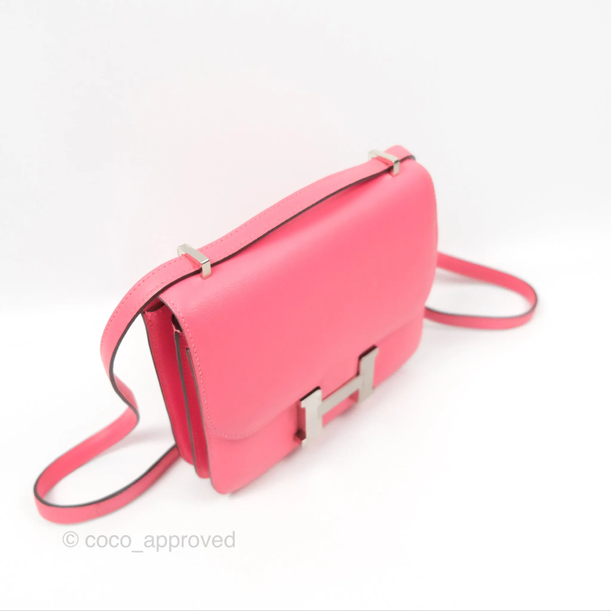 Herms Constance Mini 18 Rose Azalee Evercolor Palladium Hardware