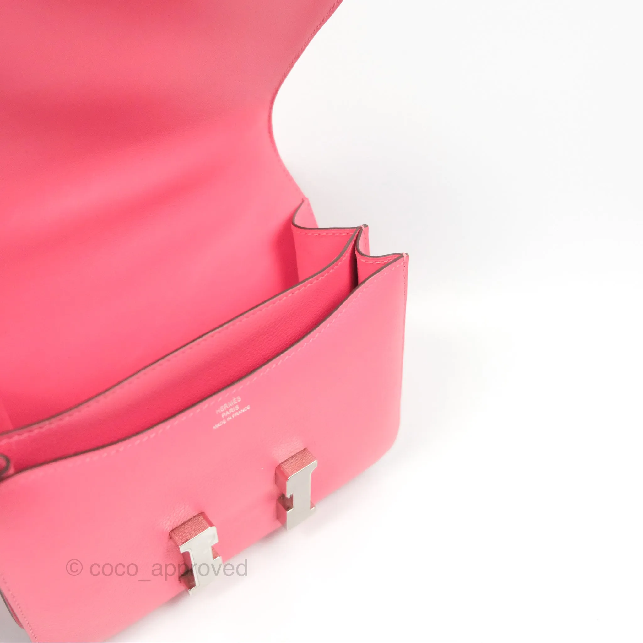 Herms Constance Mini 18 Rose Azalee Evercolor Palladium Hardware