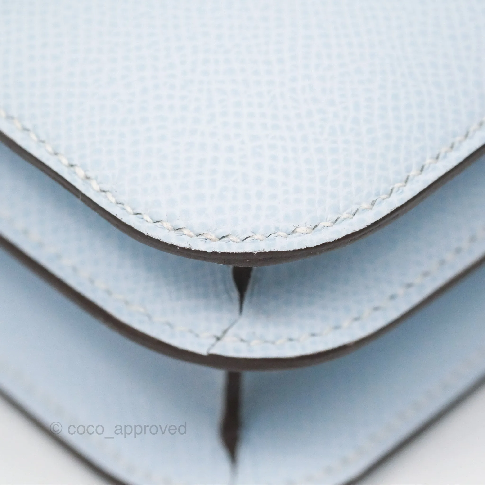Herms Constance Mini 18cm Blue Brume Epsom Palladium Hardware