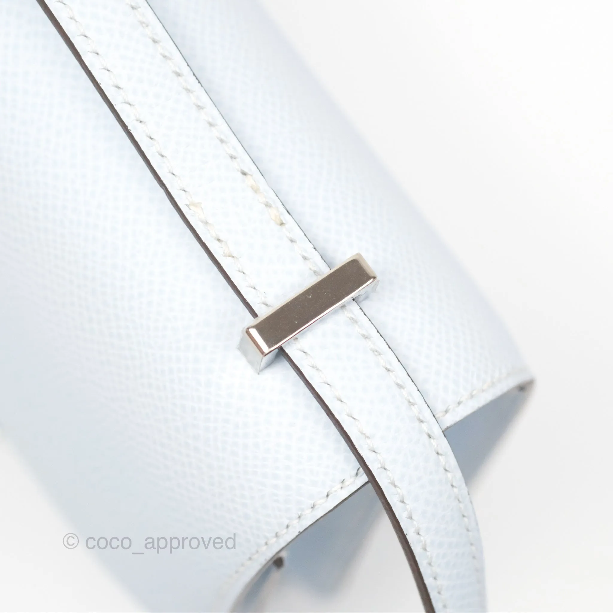 Herms Constance Mini 18cm Blue Brume Epsom Palladium Hardware