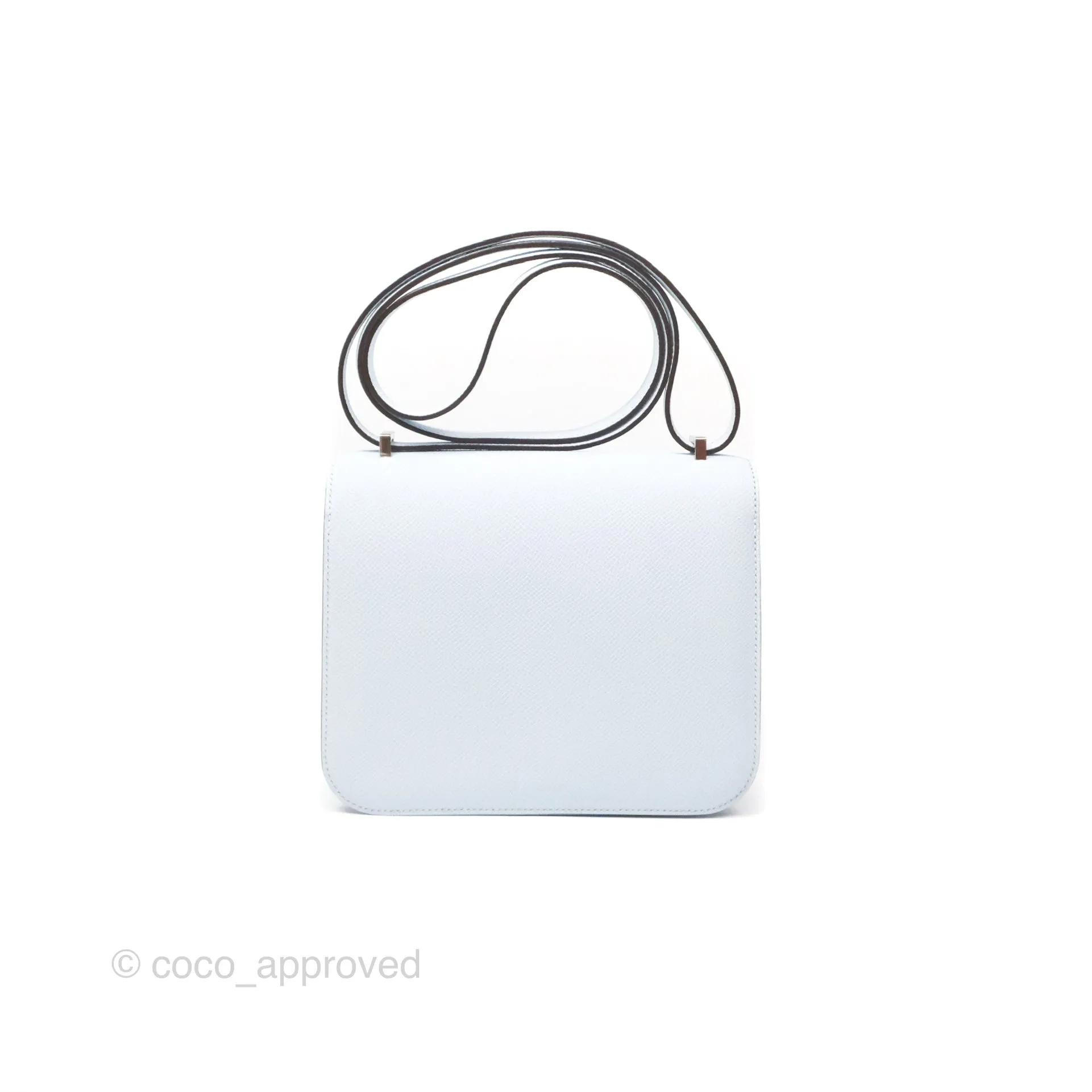 Herms Constance Mini 18cm Blue Brume Epsom Palladium Hardware