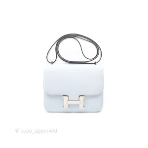 Herms Constance Mini 18cm Blue Brume Epsom Palladium Hardware