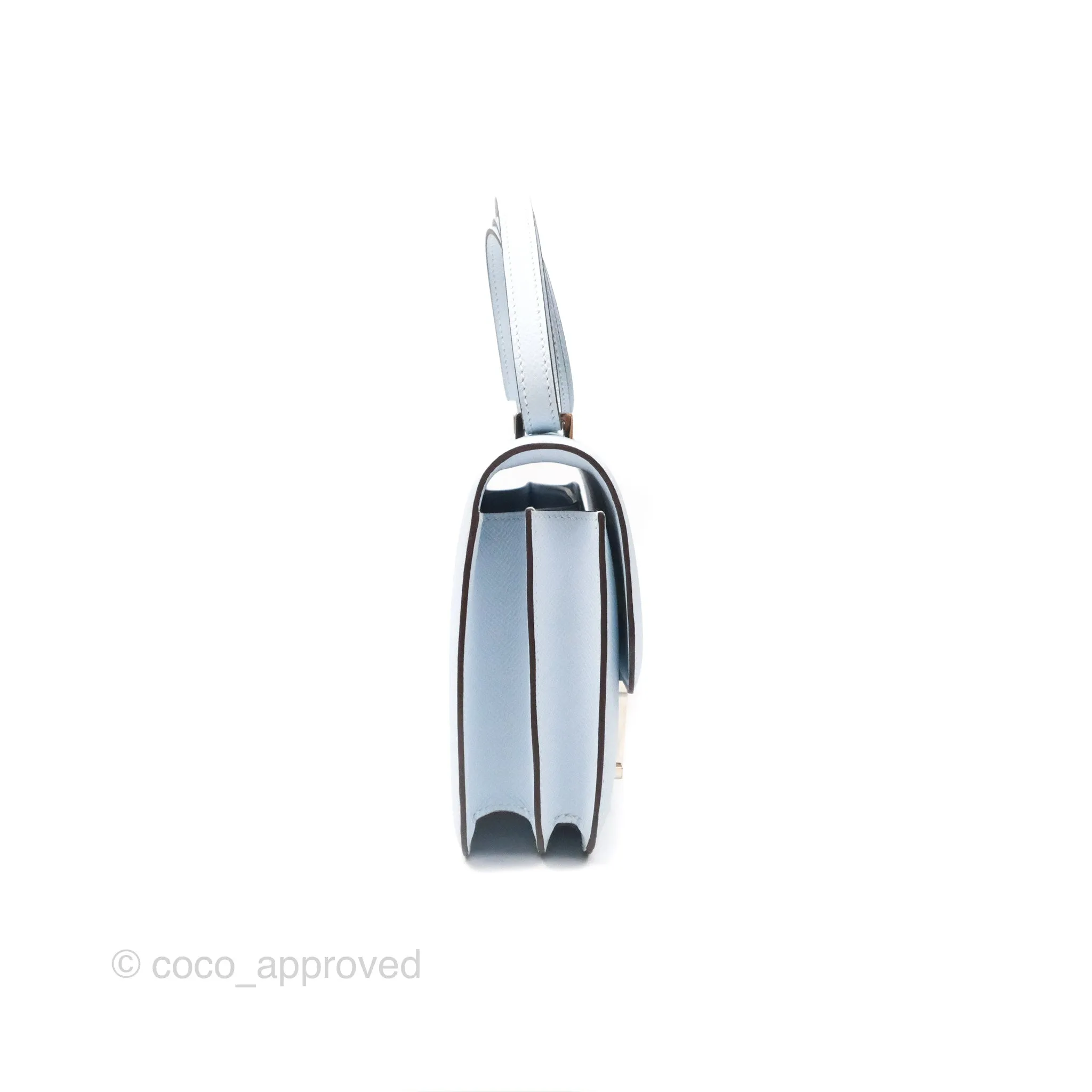 Herms Constance Mini 18cm Blue Brume Epsom Palladium Hardware