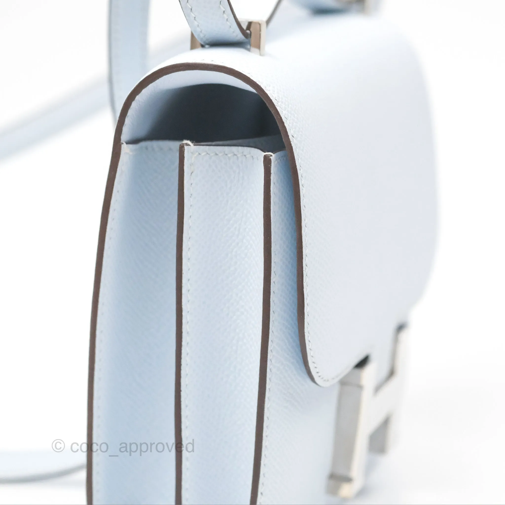 Herms Constance Mini 18cm Blue Brume Epsom Palladium Hardware