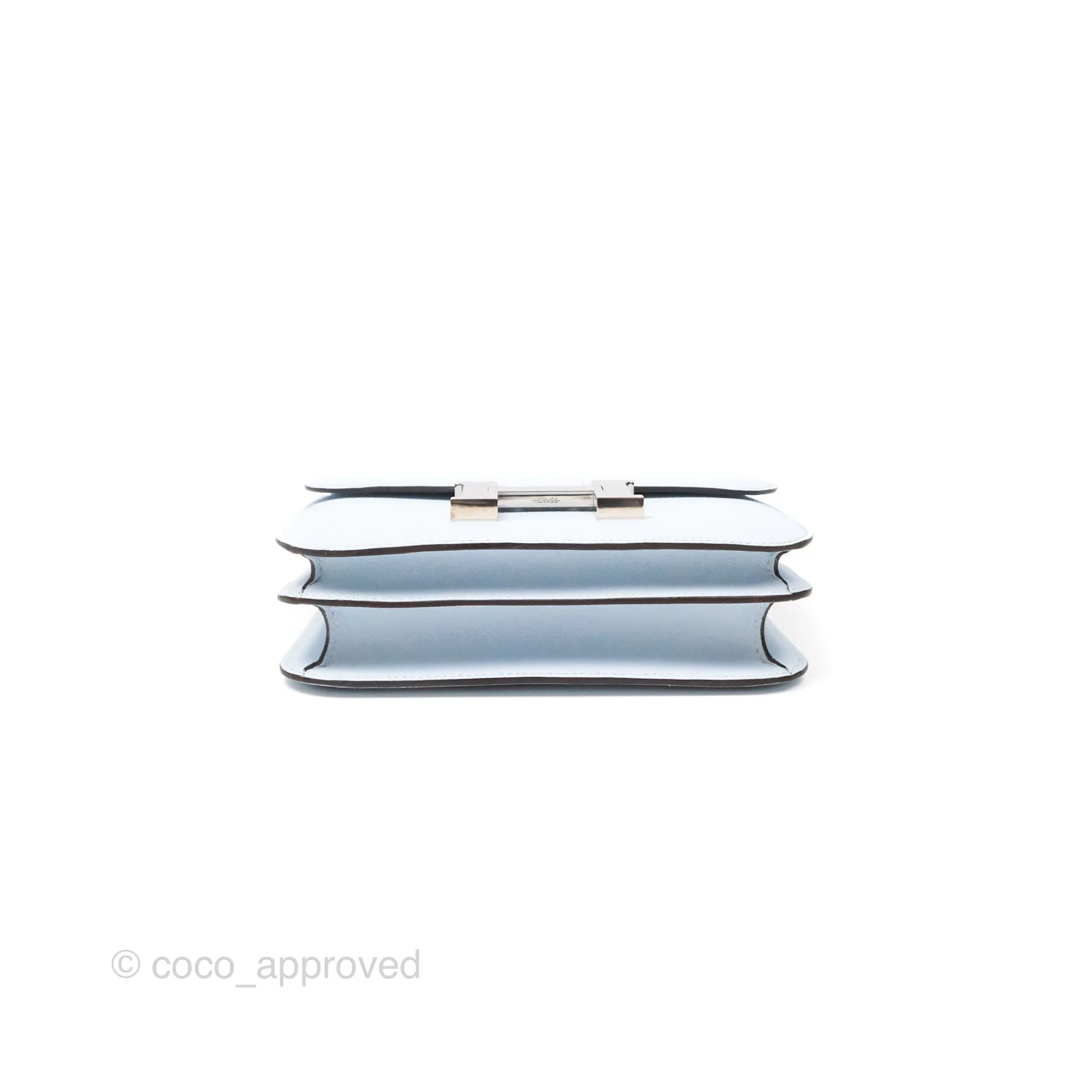 Herms Constance Mini 18cm Blue Brume Epsom Palladium Hardware