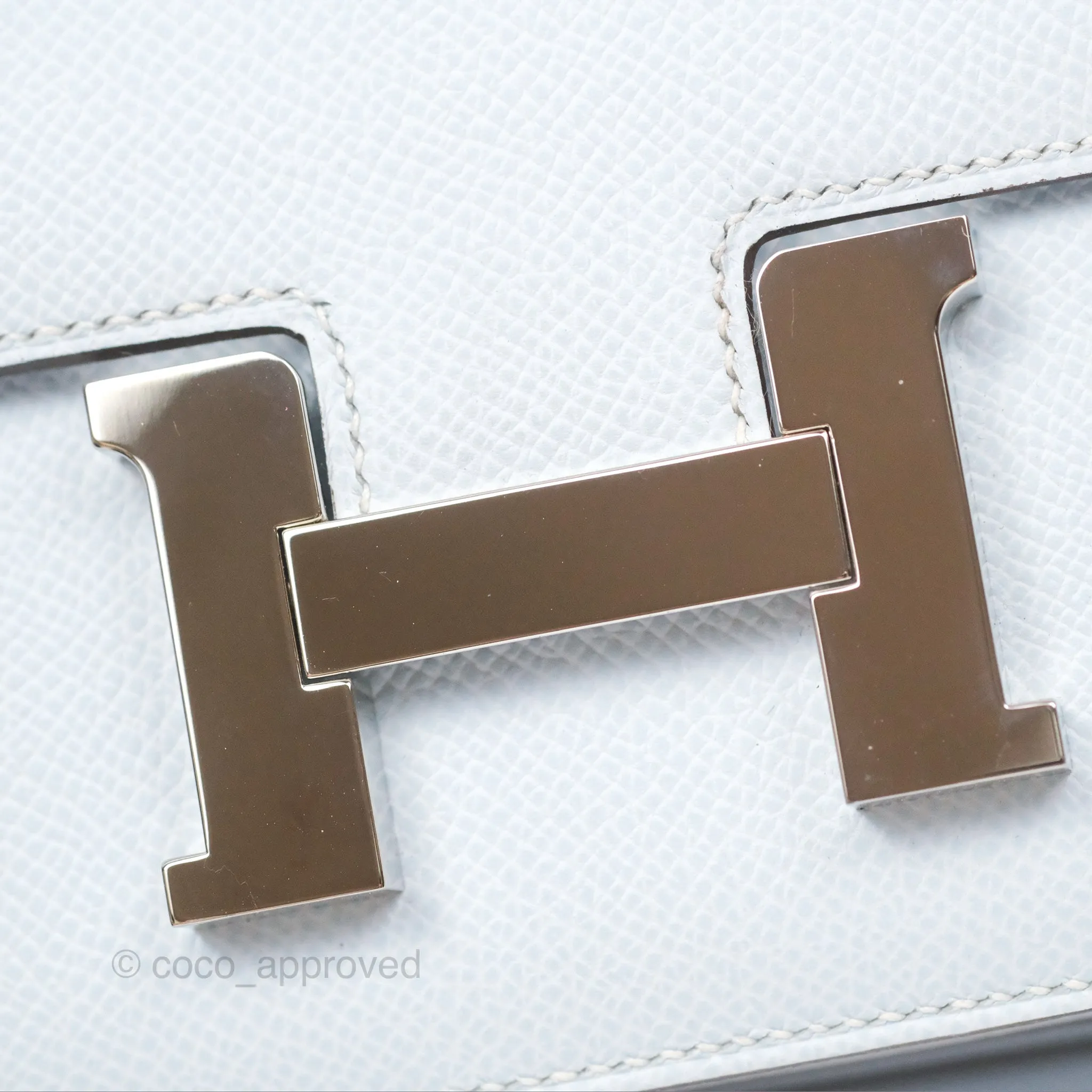 Herms Constance Mini 18cm Blue Brume Epsom Palladium Hardware