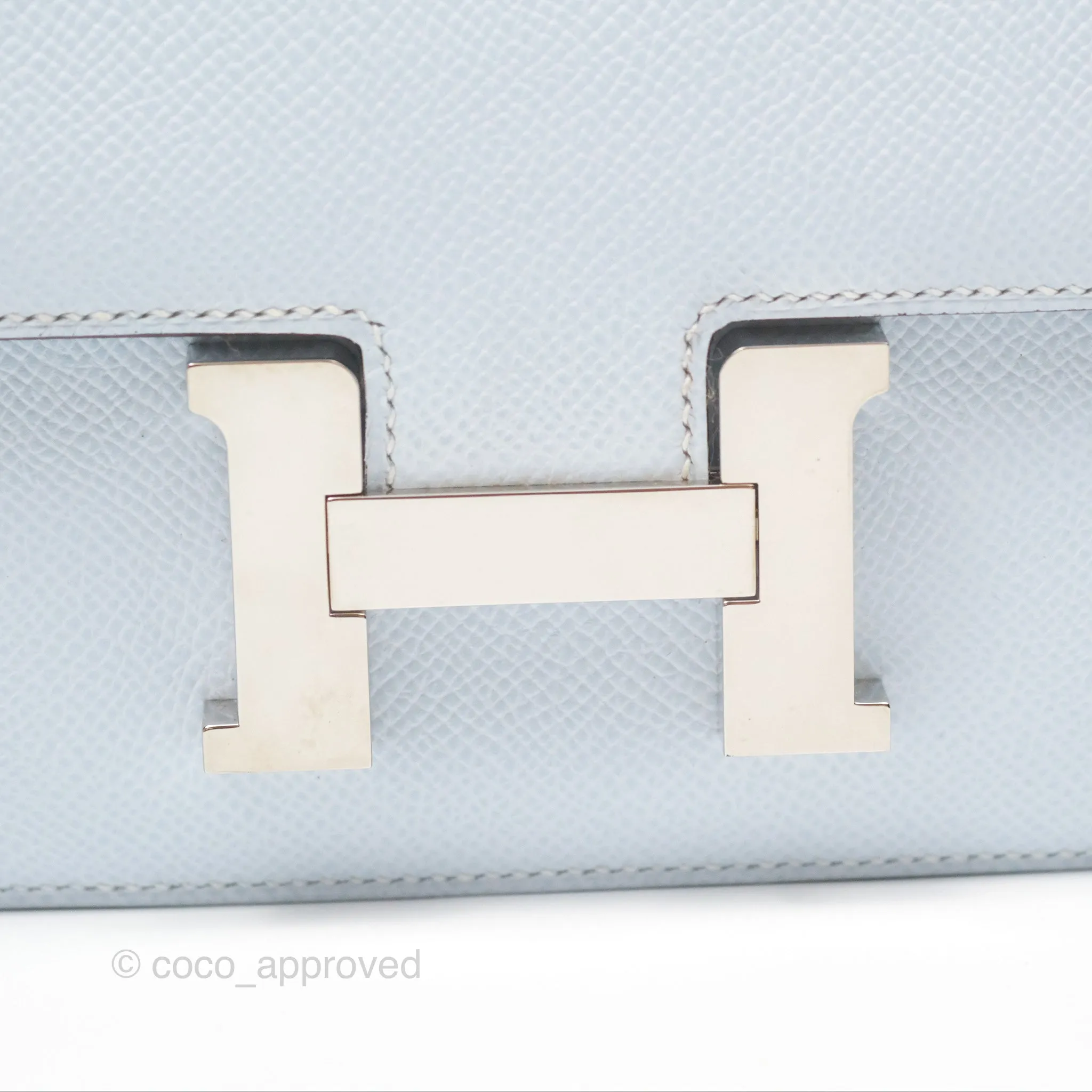 Herms Constance Mini 18cm Blue Brume Epsom Palladium Hardware