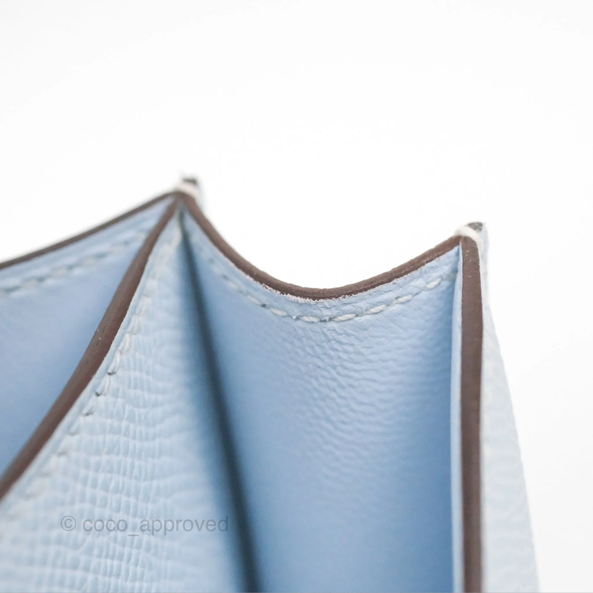 Herms Constance Mini 18cm Blue Brume Epsom Palladium Hardware