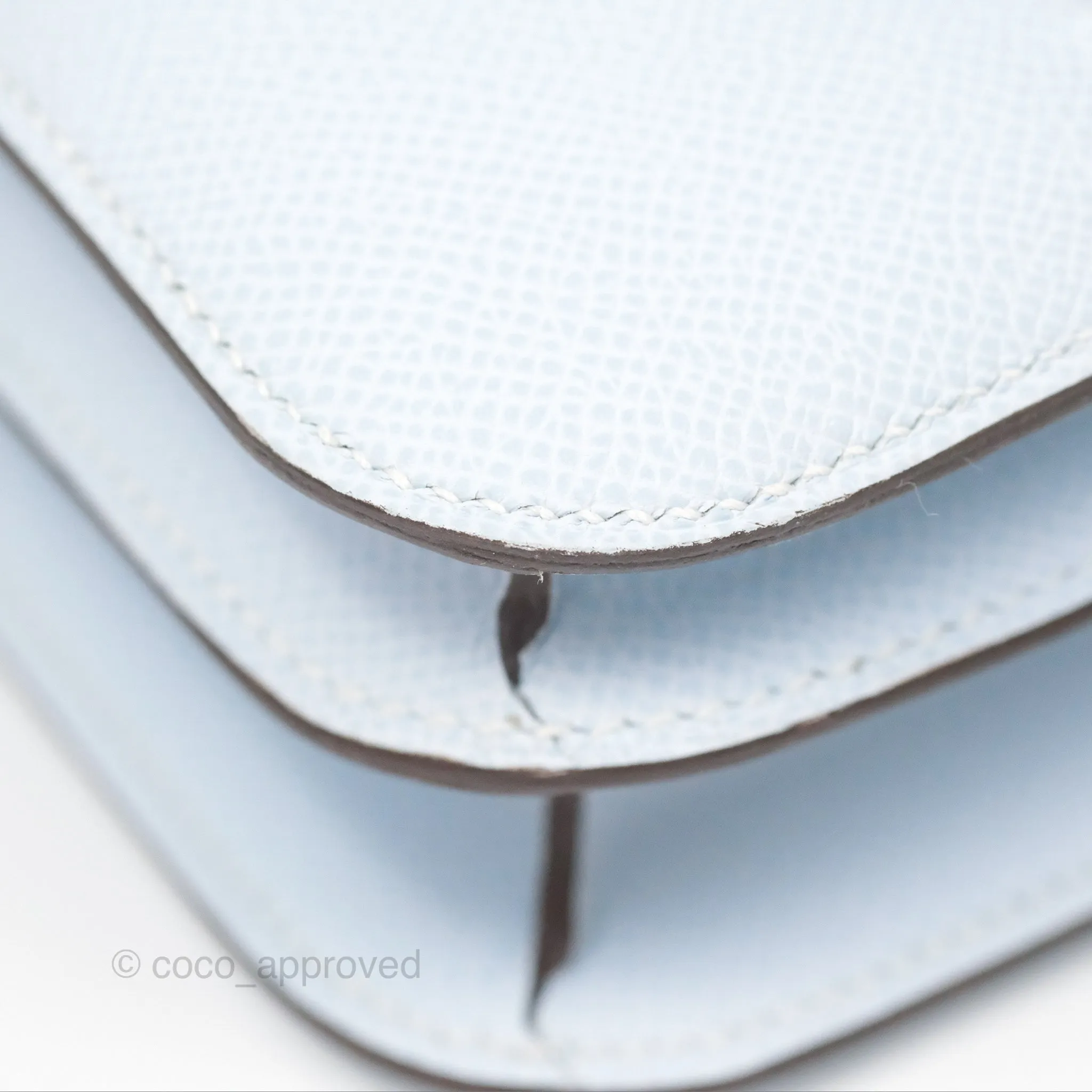Herms Constance Mini 18cm Blue Brume Epsom Palladium Hardware