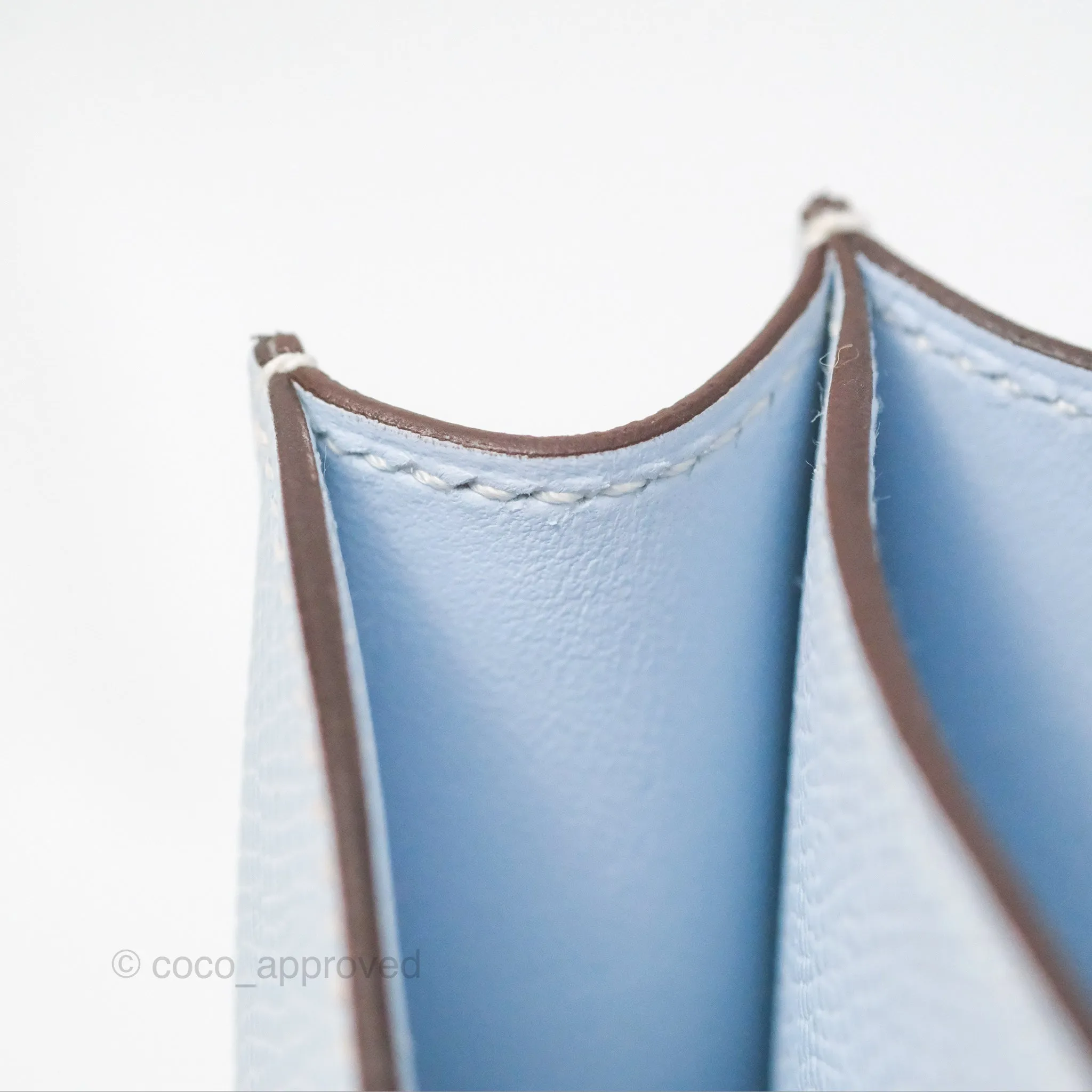 Herms Constance Mini 18cm Blue Brume Epsom Palladium Hardware