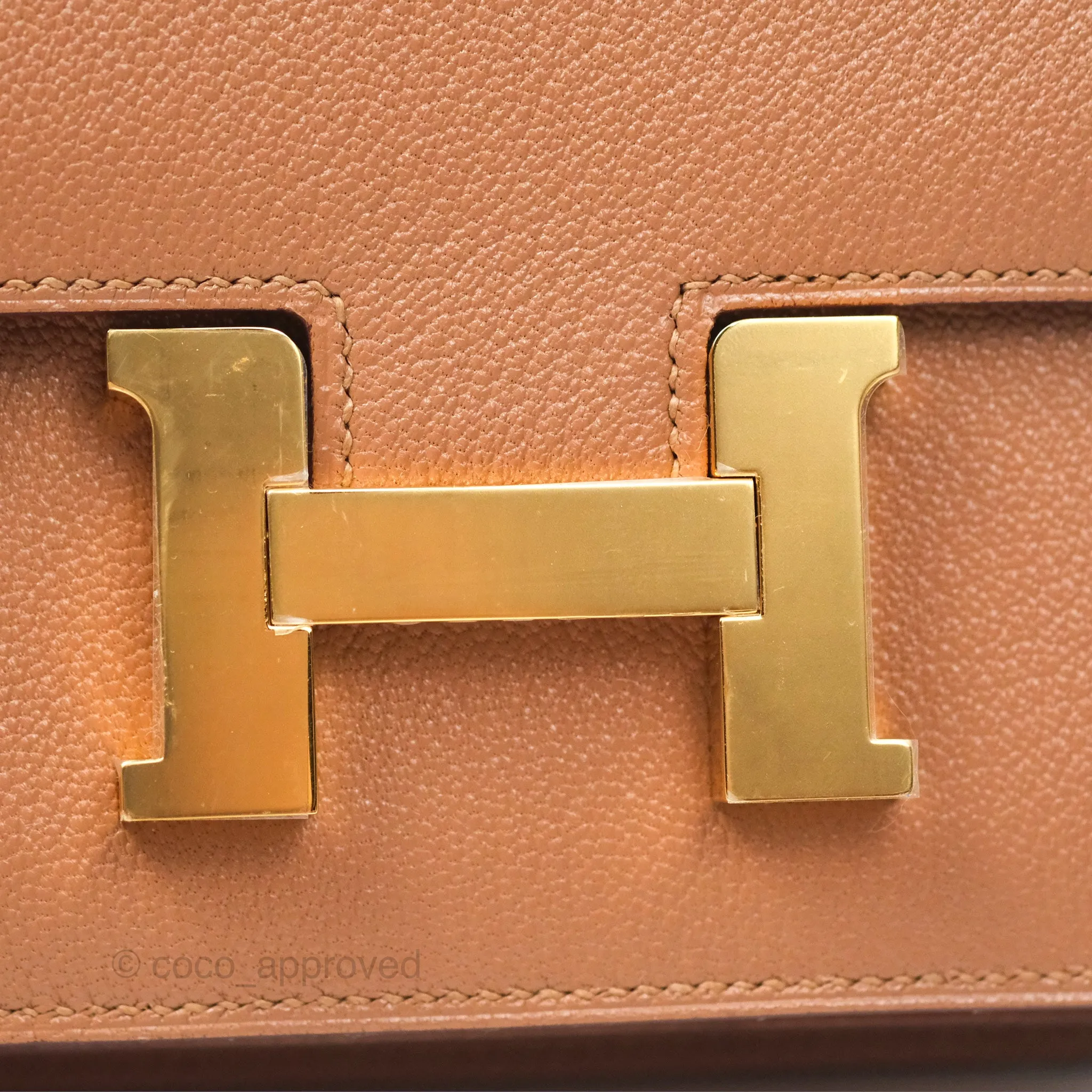 Herms Constance Mini 18cm Mirror Quebracho Chevre Mysore Gold Hardware