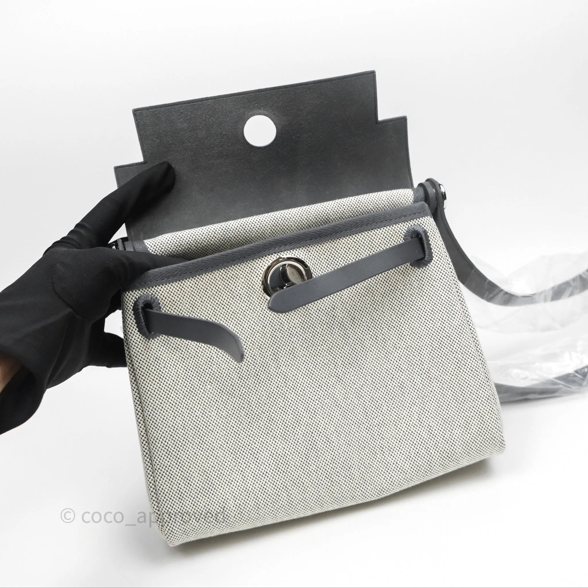 Herms Herbag Zip 20 Mini Ardoise 85 Canvas Palladium Hardware