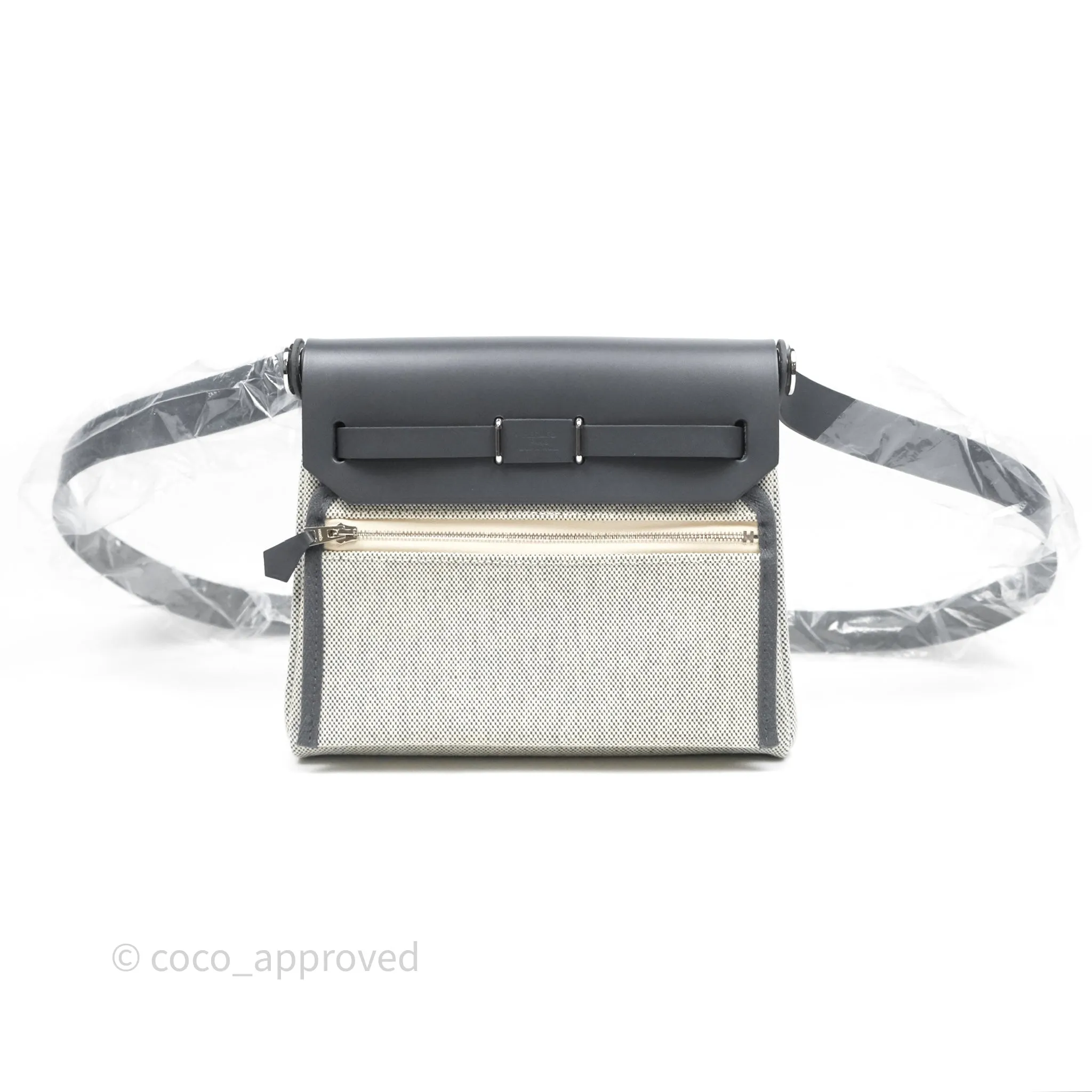Herms Herbag Zip 20 Mini Ardoise 85 Canvas Palladium Hardware