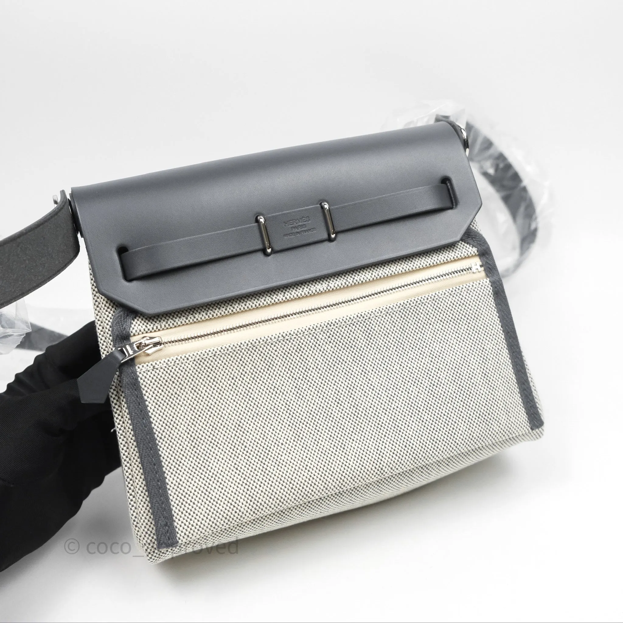 Herms Herbag Zip 20 Mini Ardoise 85 Canvas Palladium Hardware