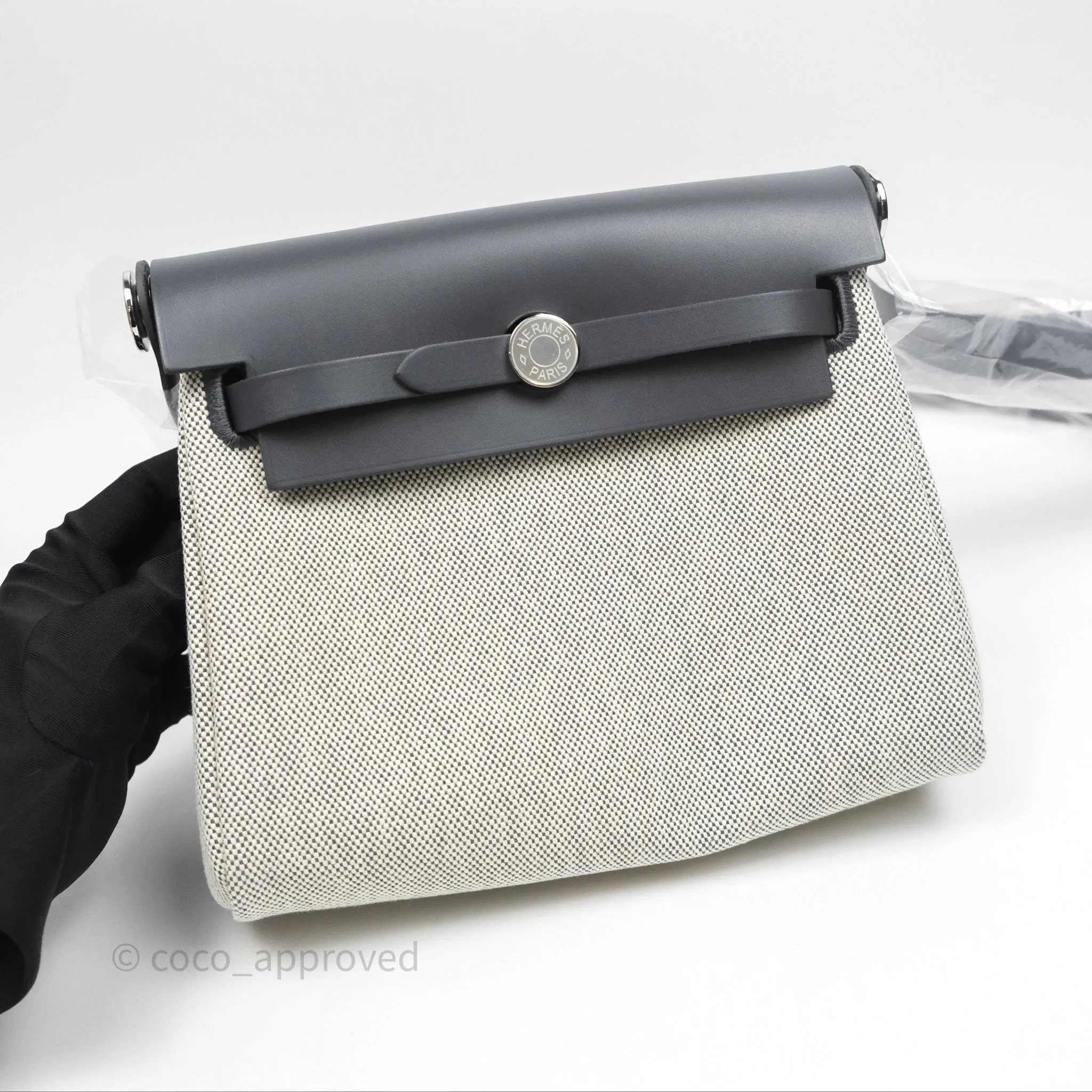 Herms Herbag Zip 20 Mini Ardoise 85 Canvas Palladium Hardware