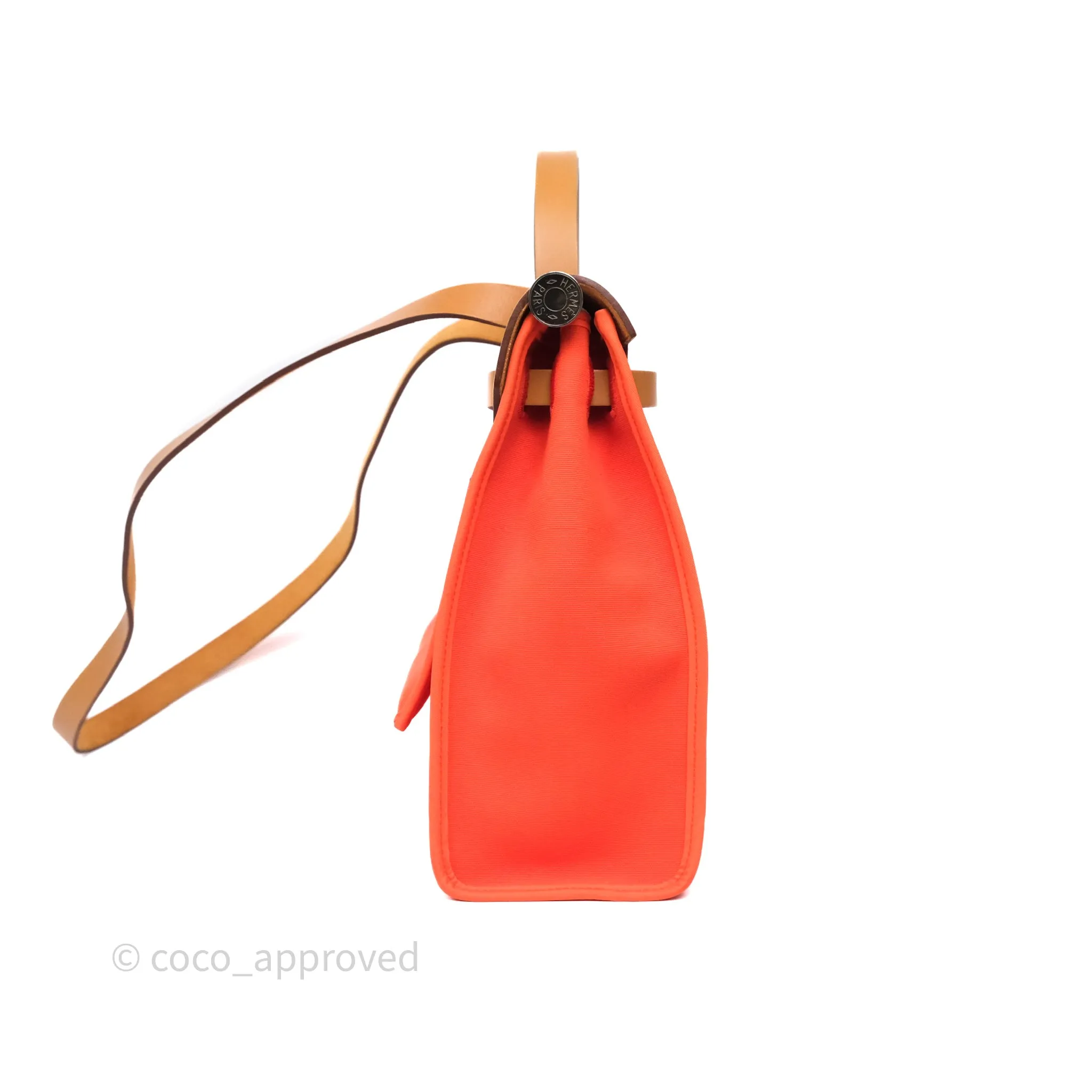Herms Herbag Zip 31 Capucine 9T / Fauve 34 Canvas Palladium Hardware