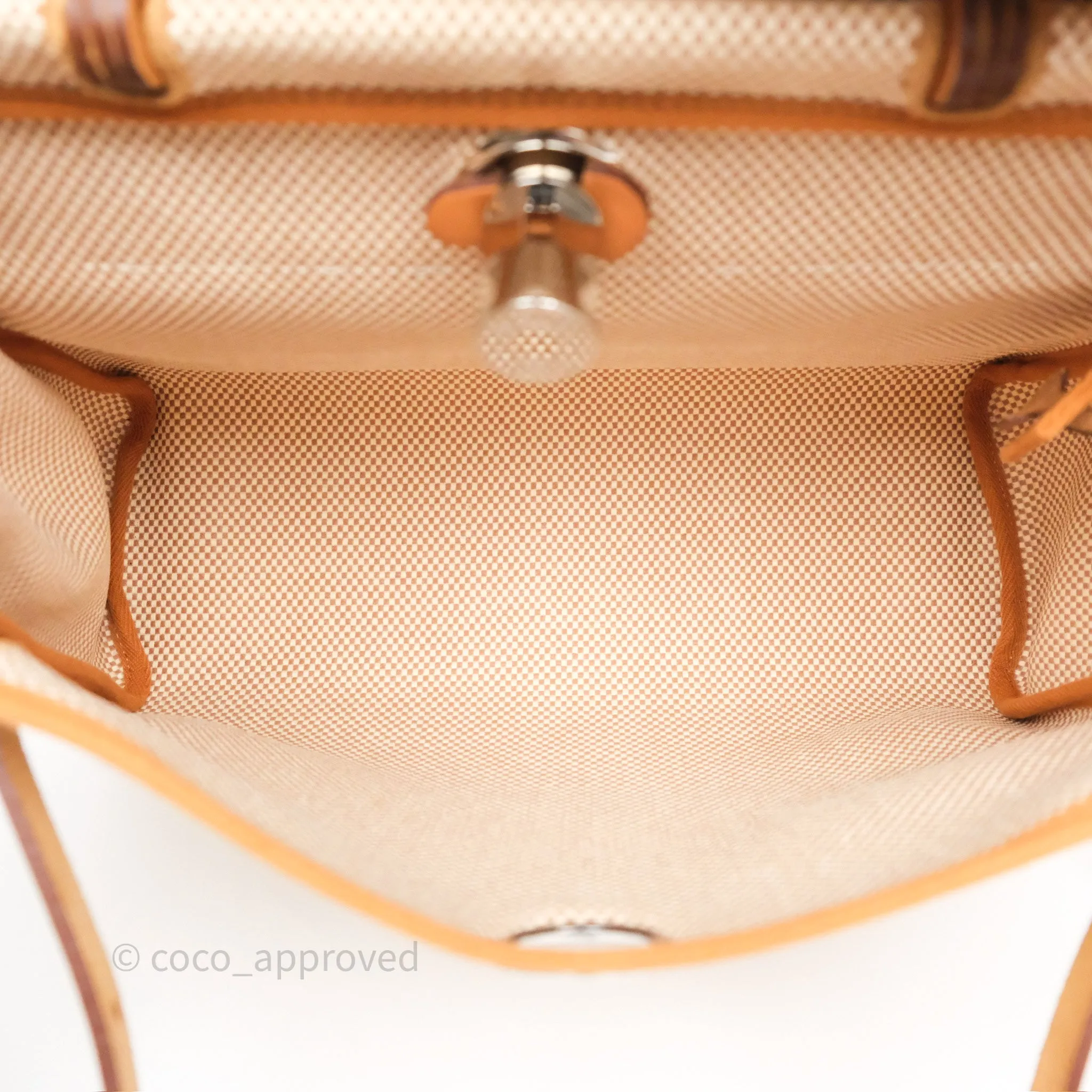 Herms Herbag Zip 31 Ecru/Beige/Natural Canvas Palladium Hardware
