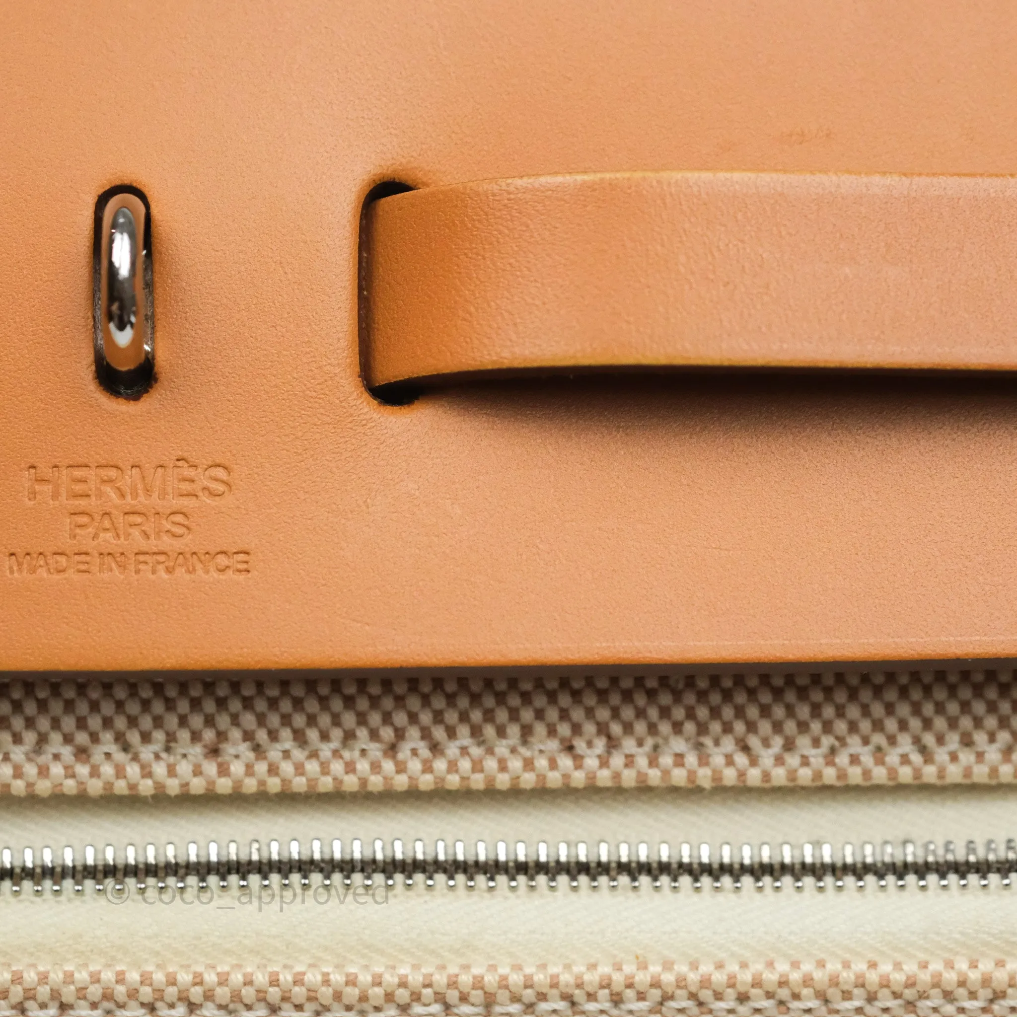 Herms Herbag Zip 31 Ecru/Beige/Natural Canvas Palladium Hardware