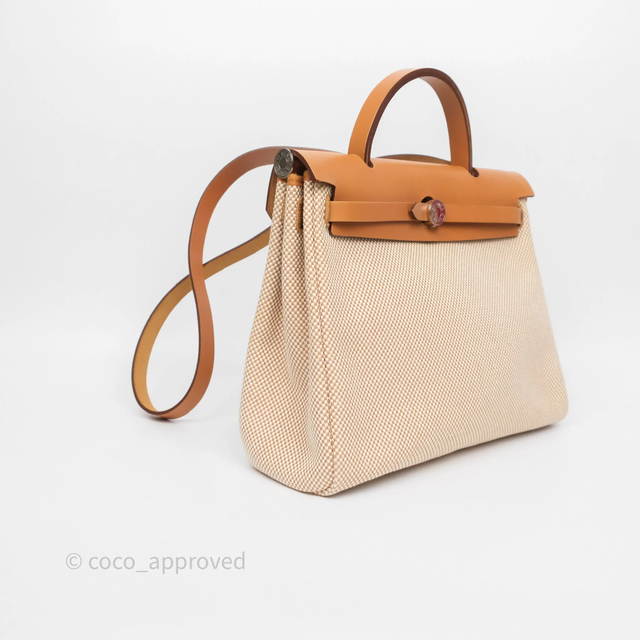 Herms Herbag Zip 31 Ecru/Beige/Natural Canvas Palladium Hardware