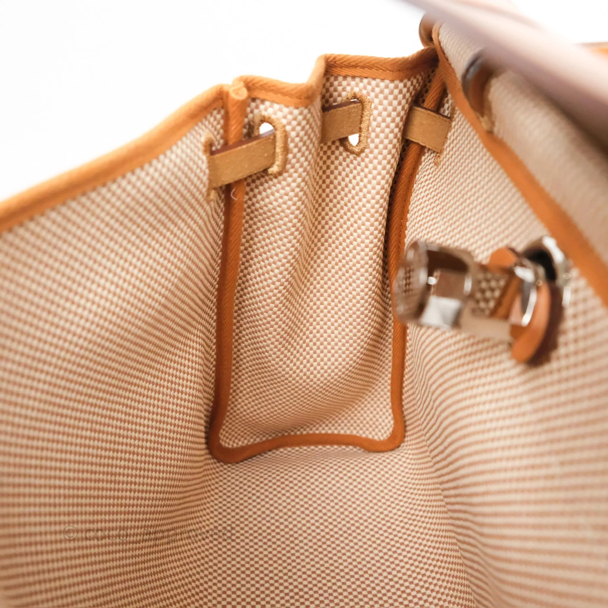 Herms Herbag Zip 31 Ecru/Beige/Natural Canvas Palladium Hardware