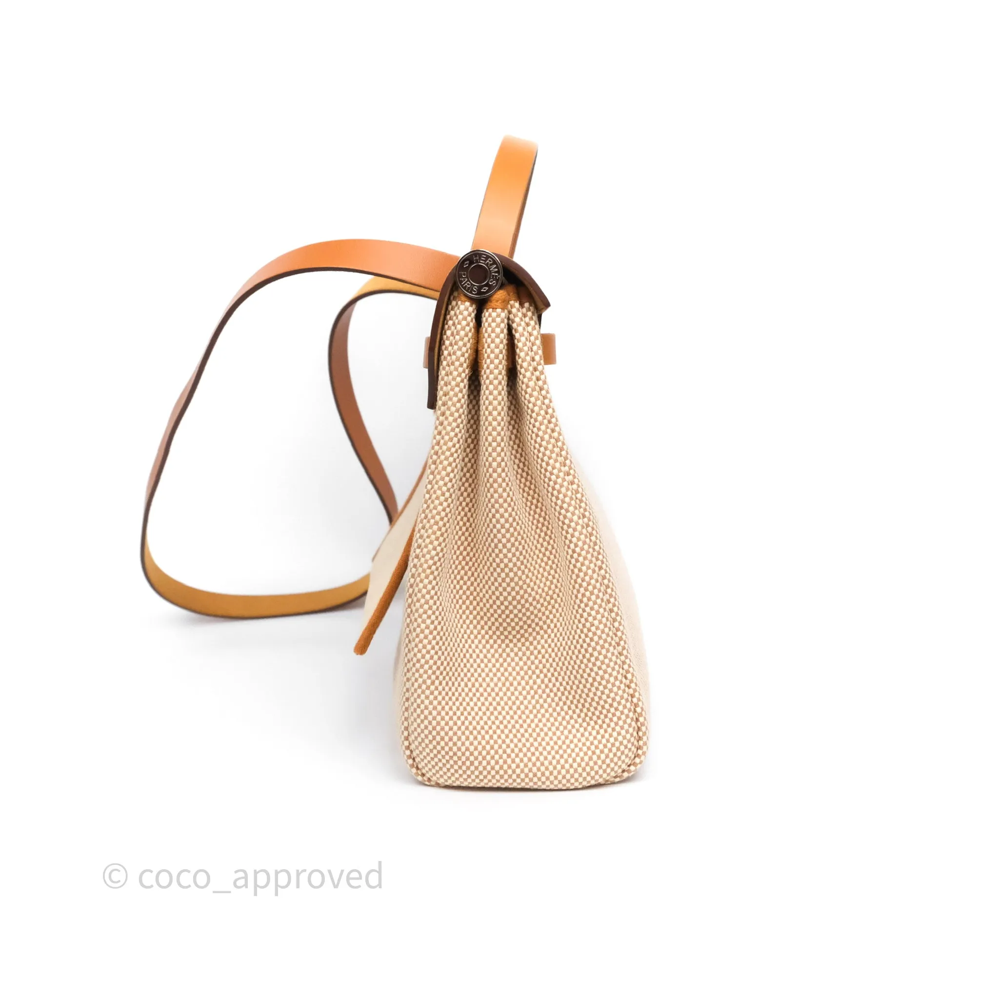 Herms Herbag Zip 31 Ecru/Beige/Natural Canvas Palladium Hardware