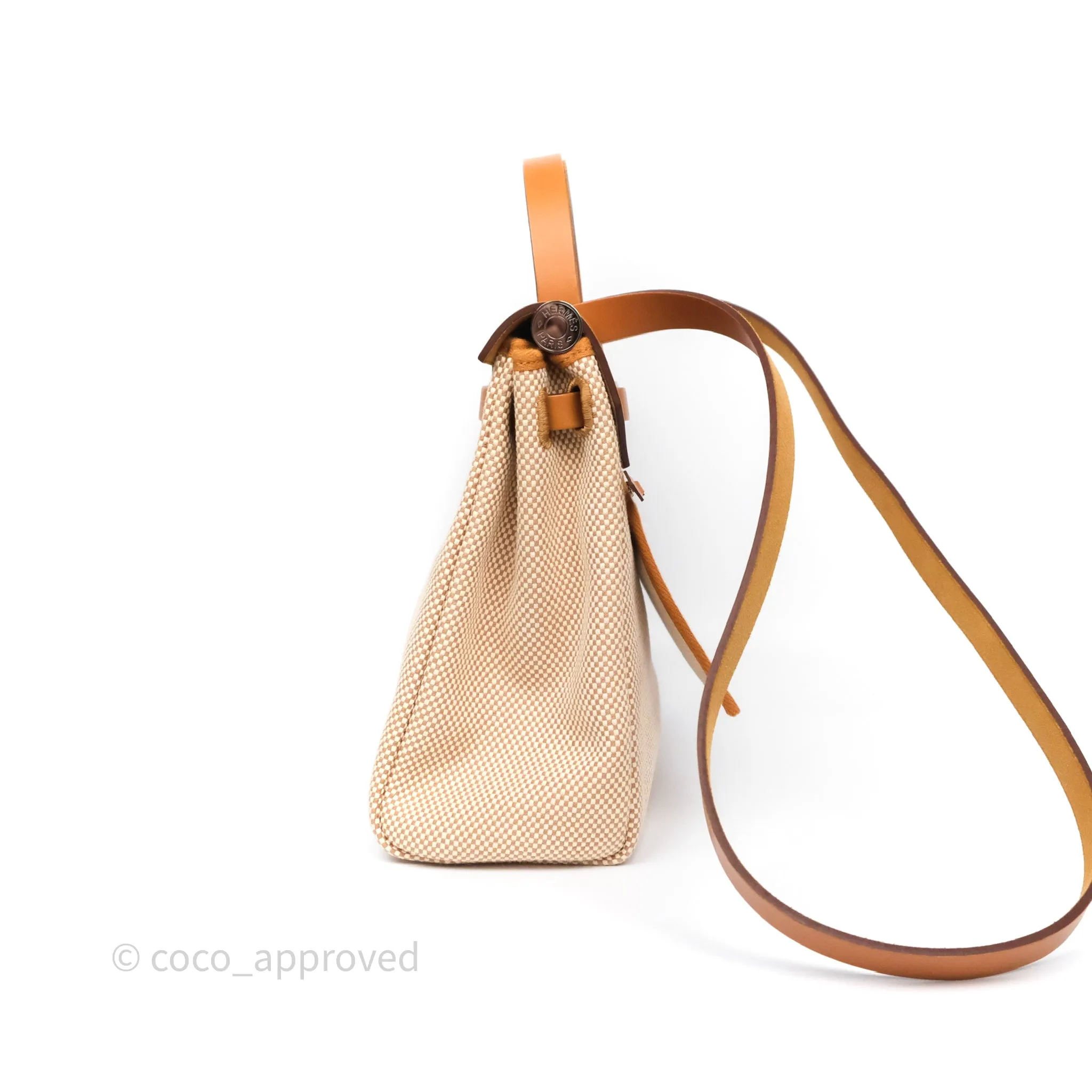 Herms Herbag Zip 31 Ecru/Beige/Natural Canvas Palladium Hardware