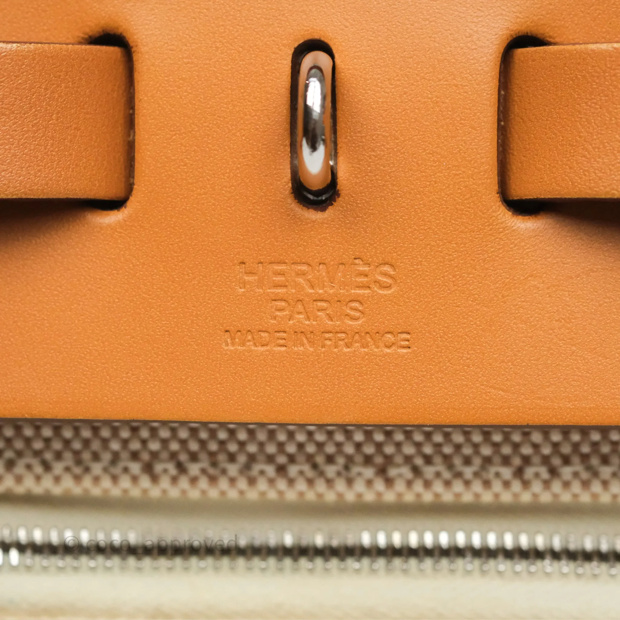 Herms Herbag Zip 31 Ecru/Beige/Natural Canvas Palladium Hardware