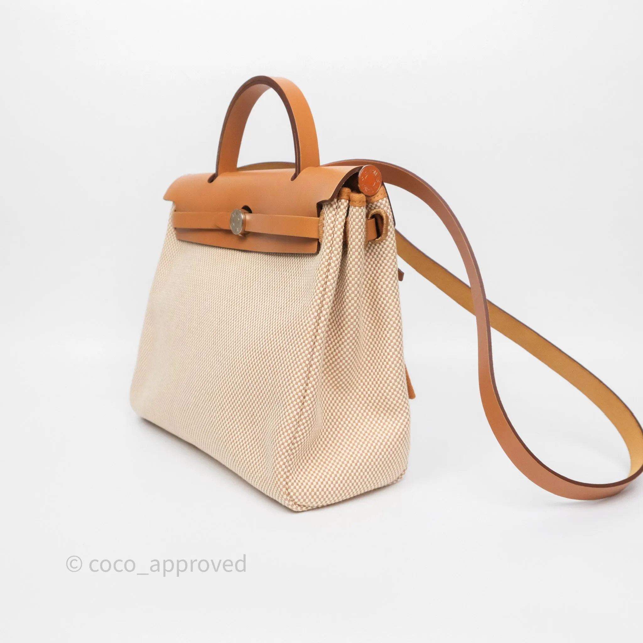 Herms Herbag Zip 31 Ecru/Beige/Natural Canvas Palladium Hardware