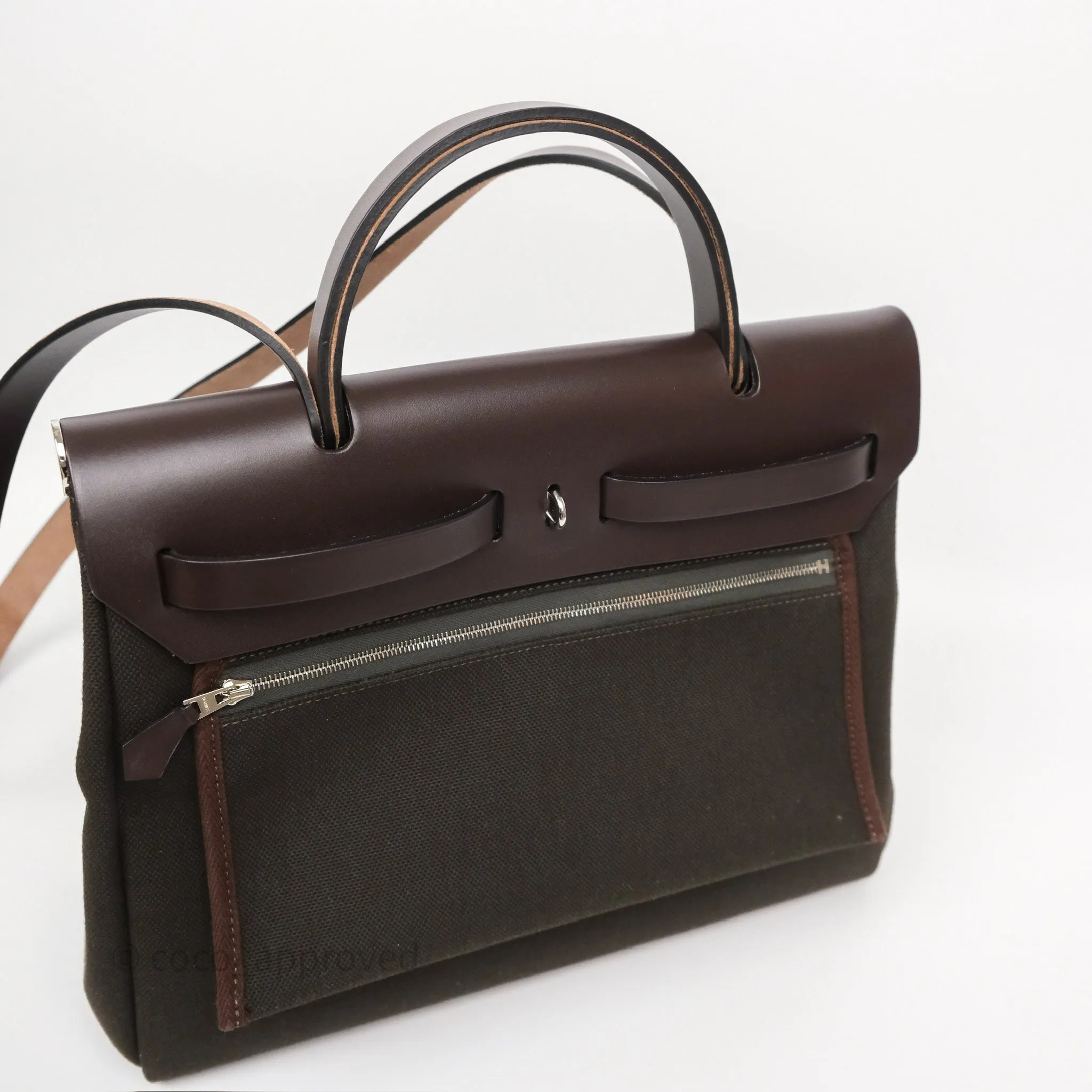 Herms Herbag Zip 31 Retourne Dark Bronze Ebene Palladium Hardware