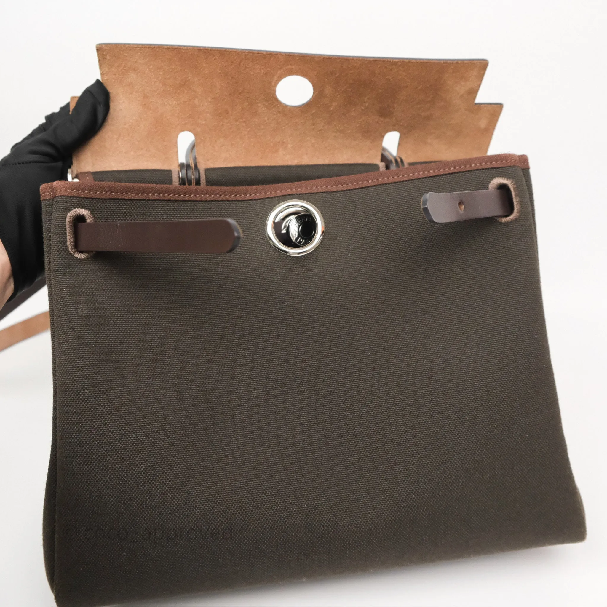 Herms Herbag Zip 31 Retourne Dark Bronze Ebene Palladium Hardware