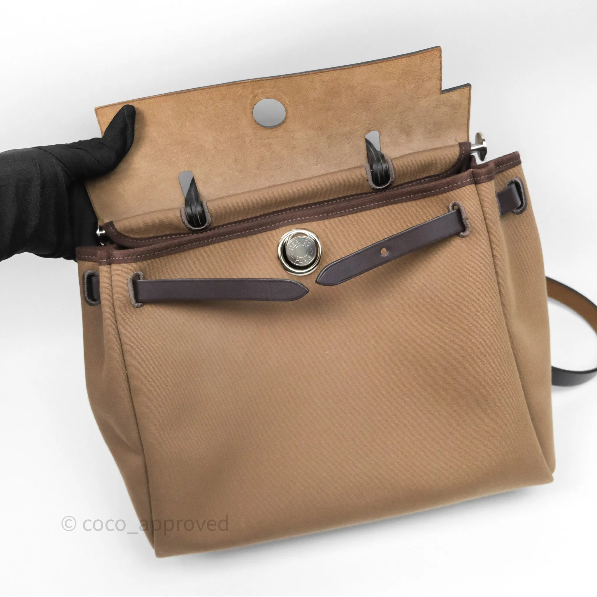 Herms Herbag Zip 31 Retourne Etoupe 18/ Ebene 46 Canvas Palladium Hardware