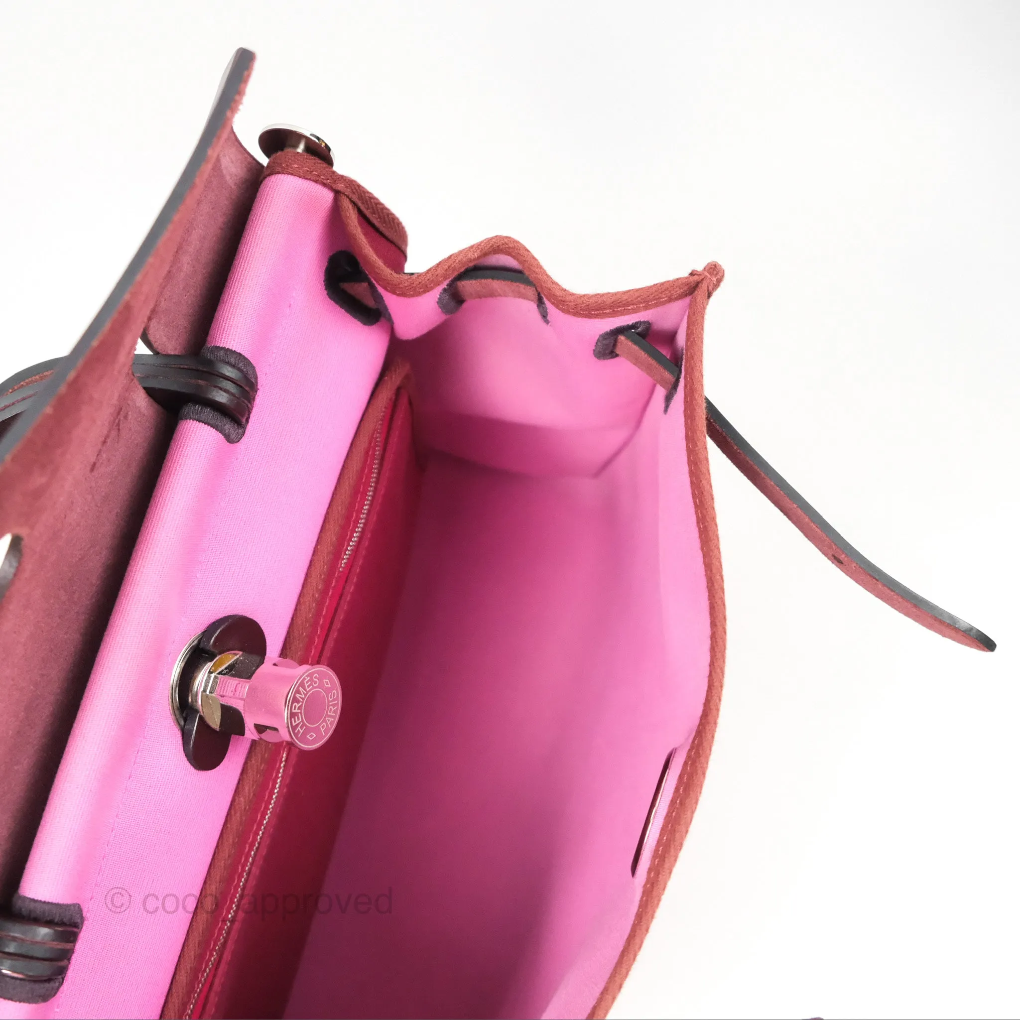 Herms Herbag Zip 31 Retourne Rose Bubblegum L4/ Rubis B5 Canvas Palladium Hardware