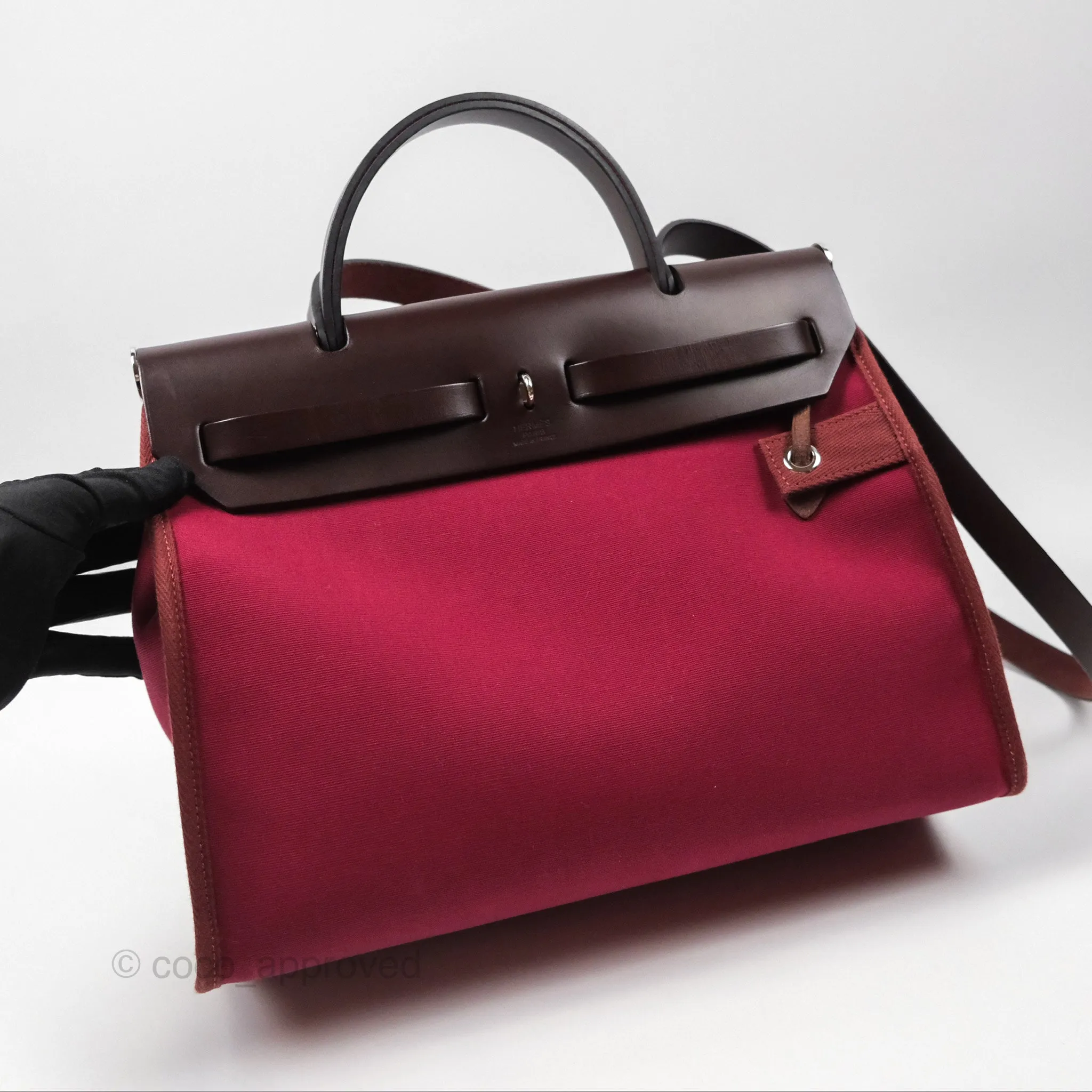 Herms Herbag Zip 31 Retourne Rose Bubblegum L4/ Rubis B5 Canvas Palladium Hardware