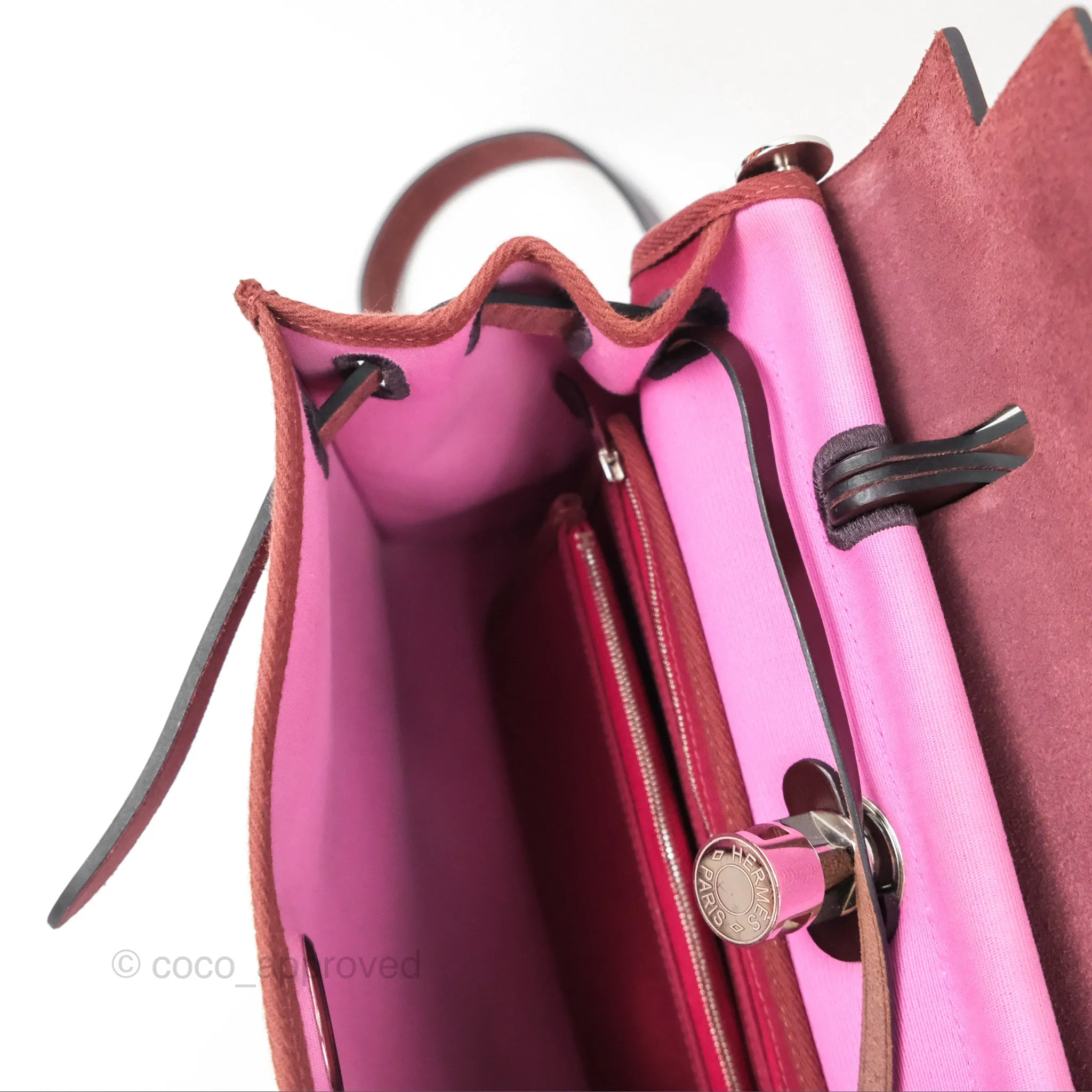 Herms Herbag Zip 31 Retourne Rose Bubblegum L4/ Rubis B5 Canvas Palladium Hardware