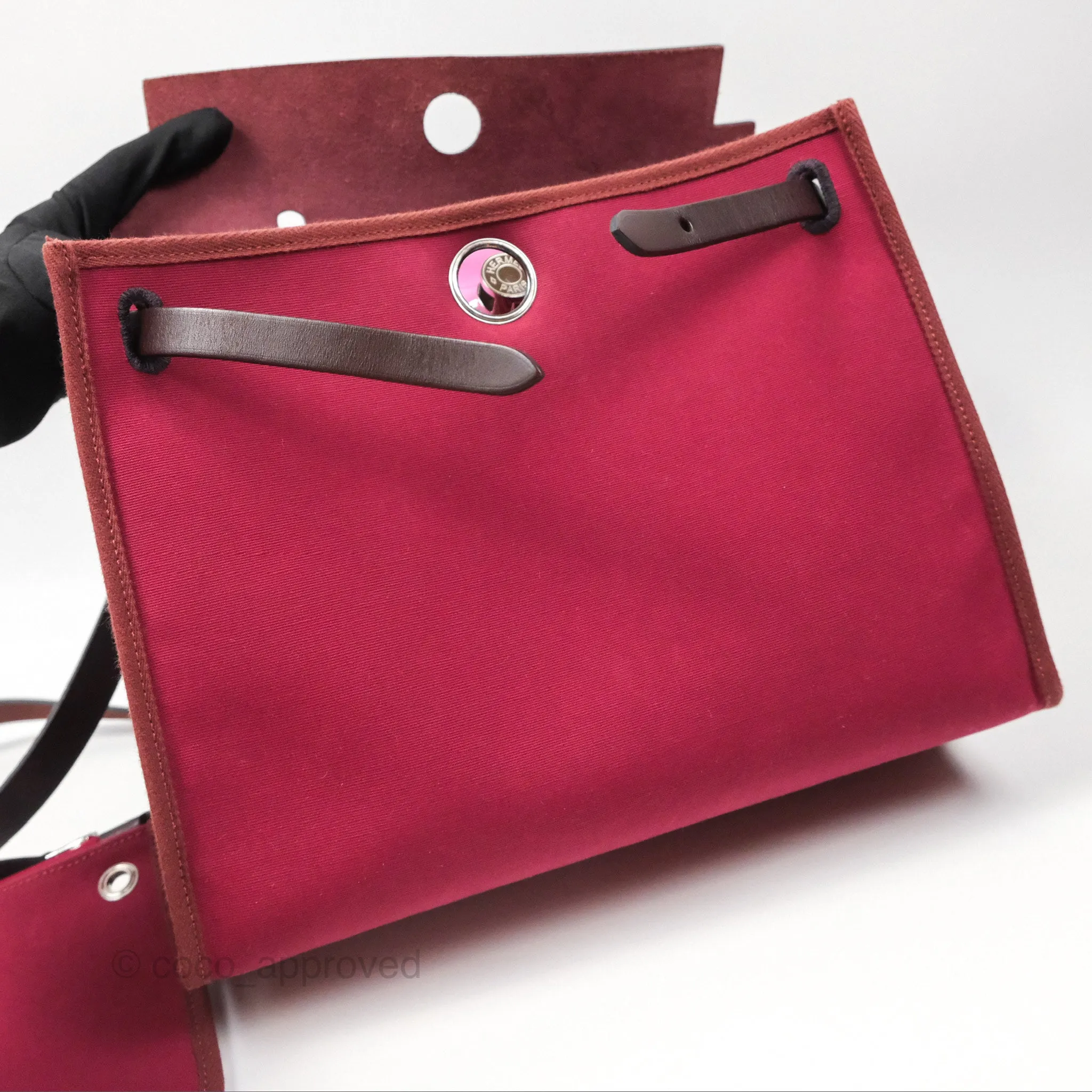 Herms Herbag Zip 31 Retourne Rose Bubblegum L4/ Rubis B5 Canvas Palladium Hardware